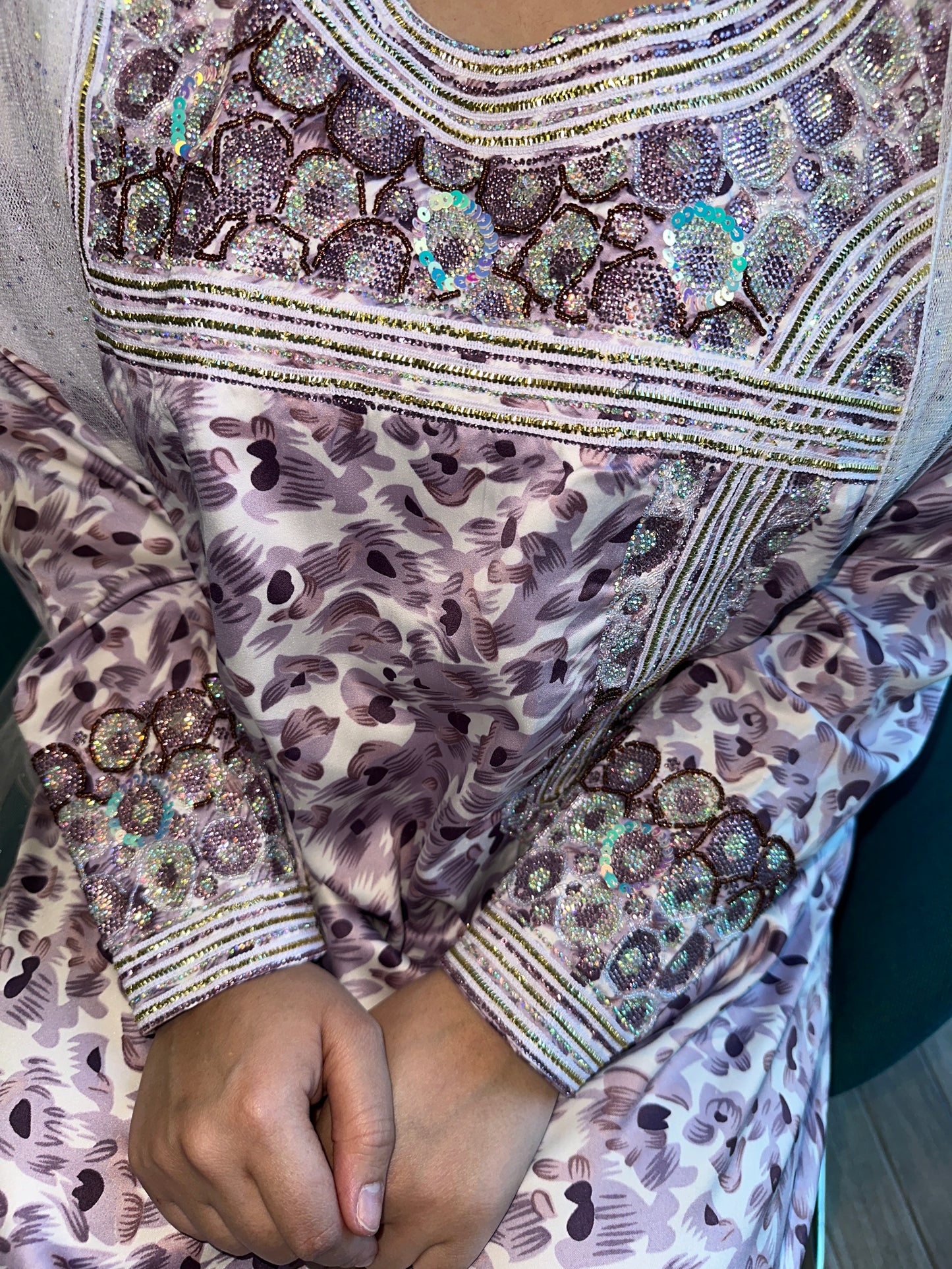 Arabic sleeves purple mkhawar