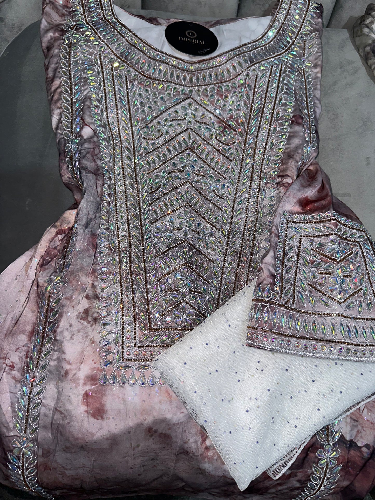 Galaxy shine mkhawar pure silk with corset and white chiffon Shiela