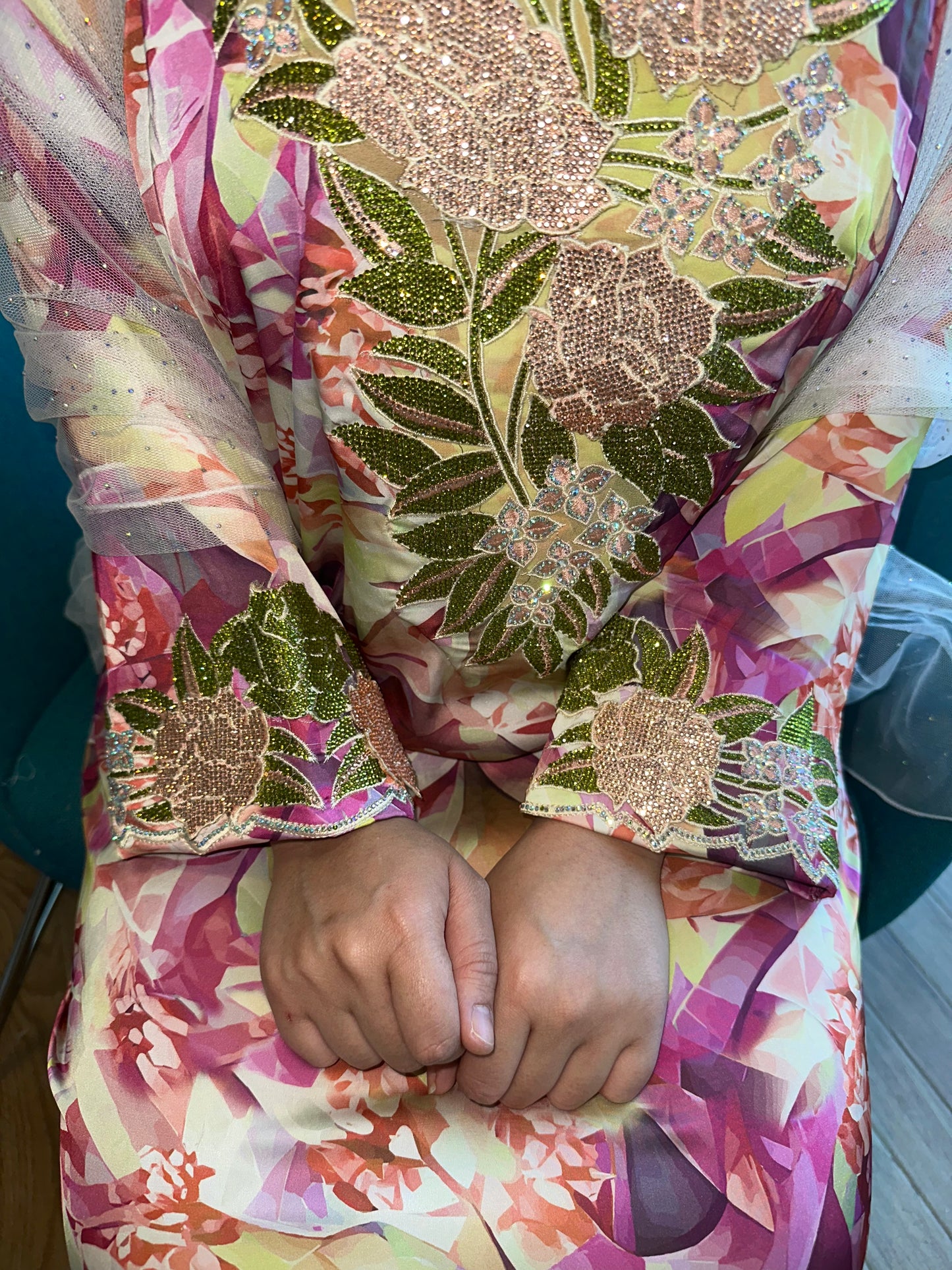 Pink and green pure silk mkhawar