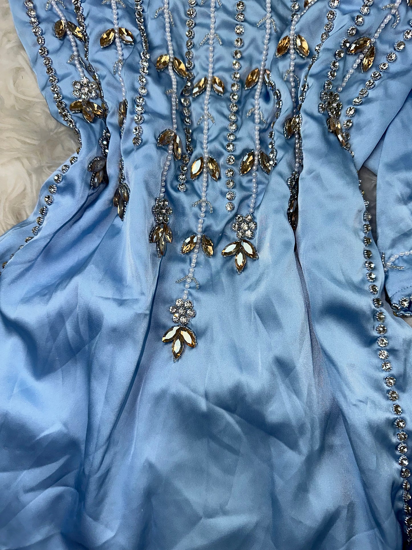 Light blue mukhawar pure silk handmade work