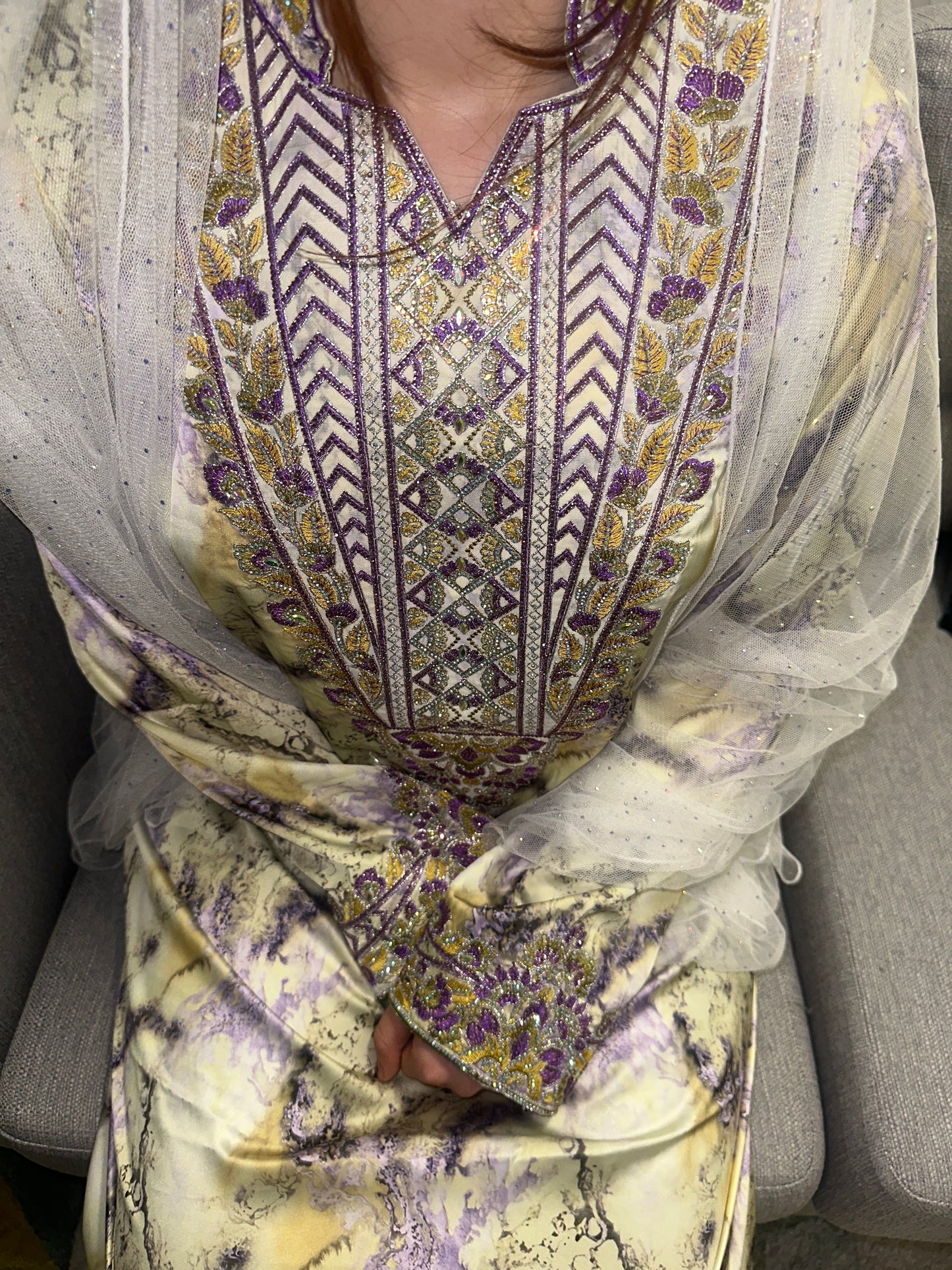 High neck pure silk mkhawar