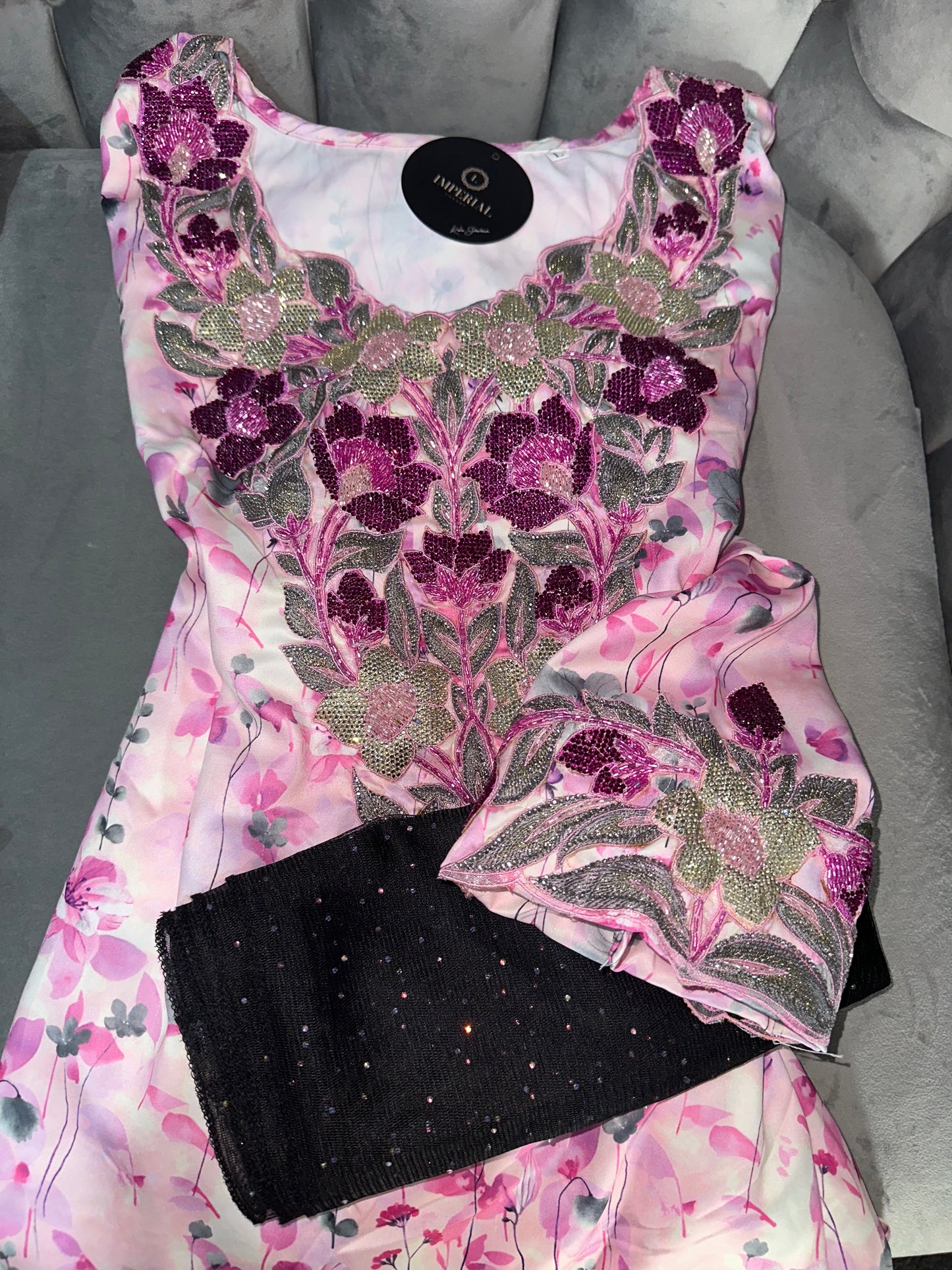 Pure silk mkhawar 3D and handmade work with corset