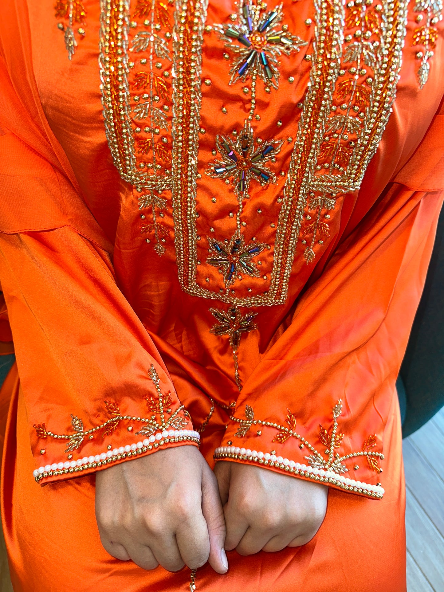 Orange mkhawar with matching Shiela