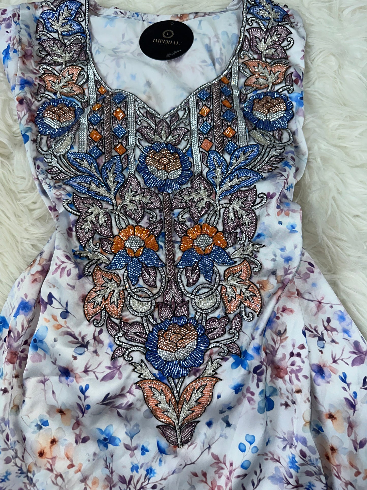 Blue mukhawar with handmade work pure silk and back corset