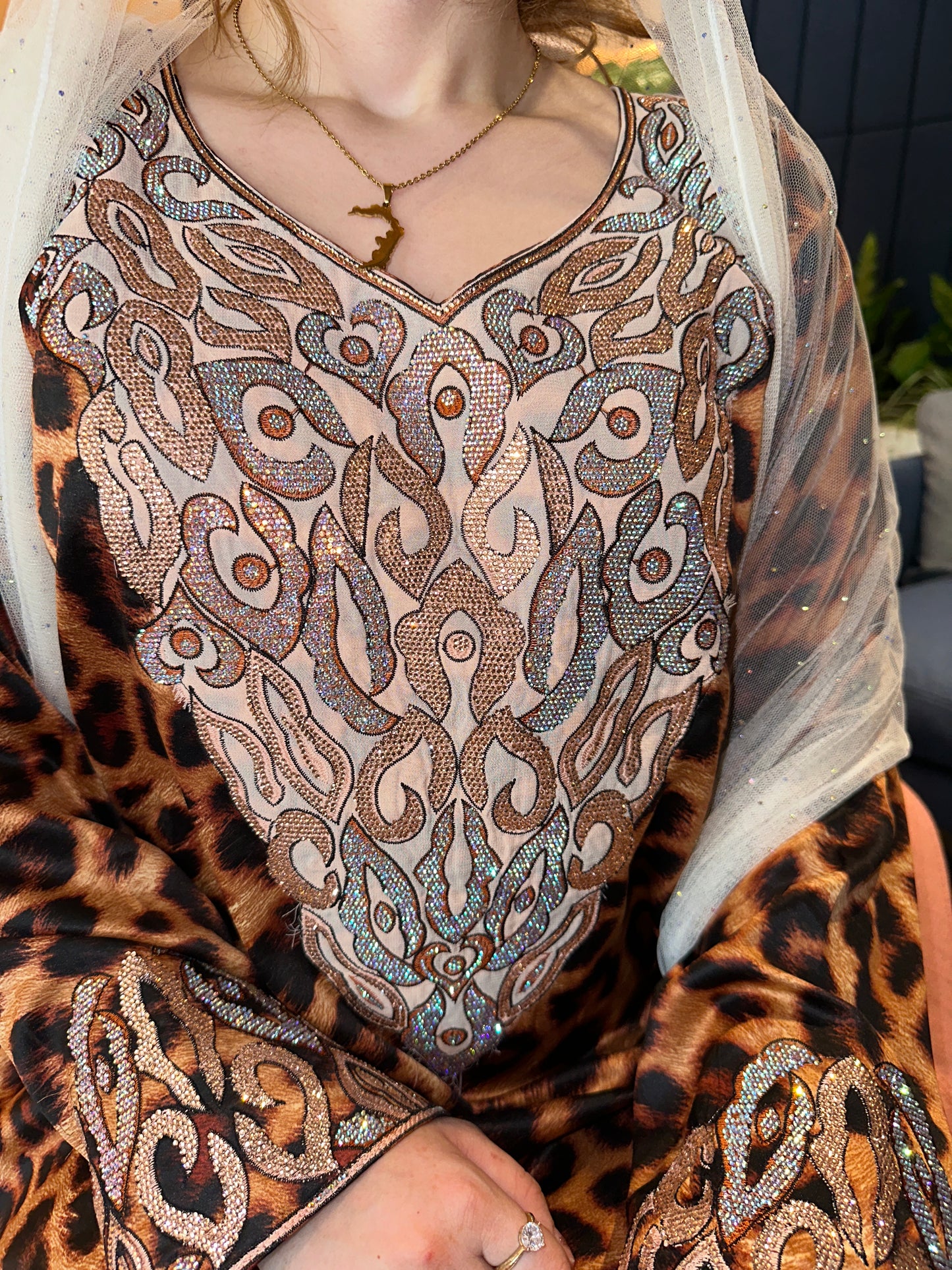 Orange and black leopard with back corset