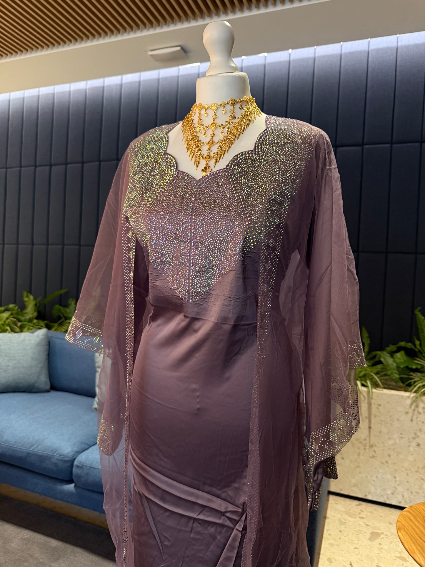 Dark purple pure silk mukhawar with besht