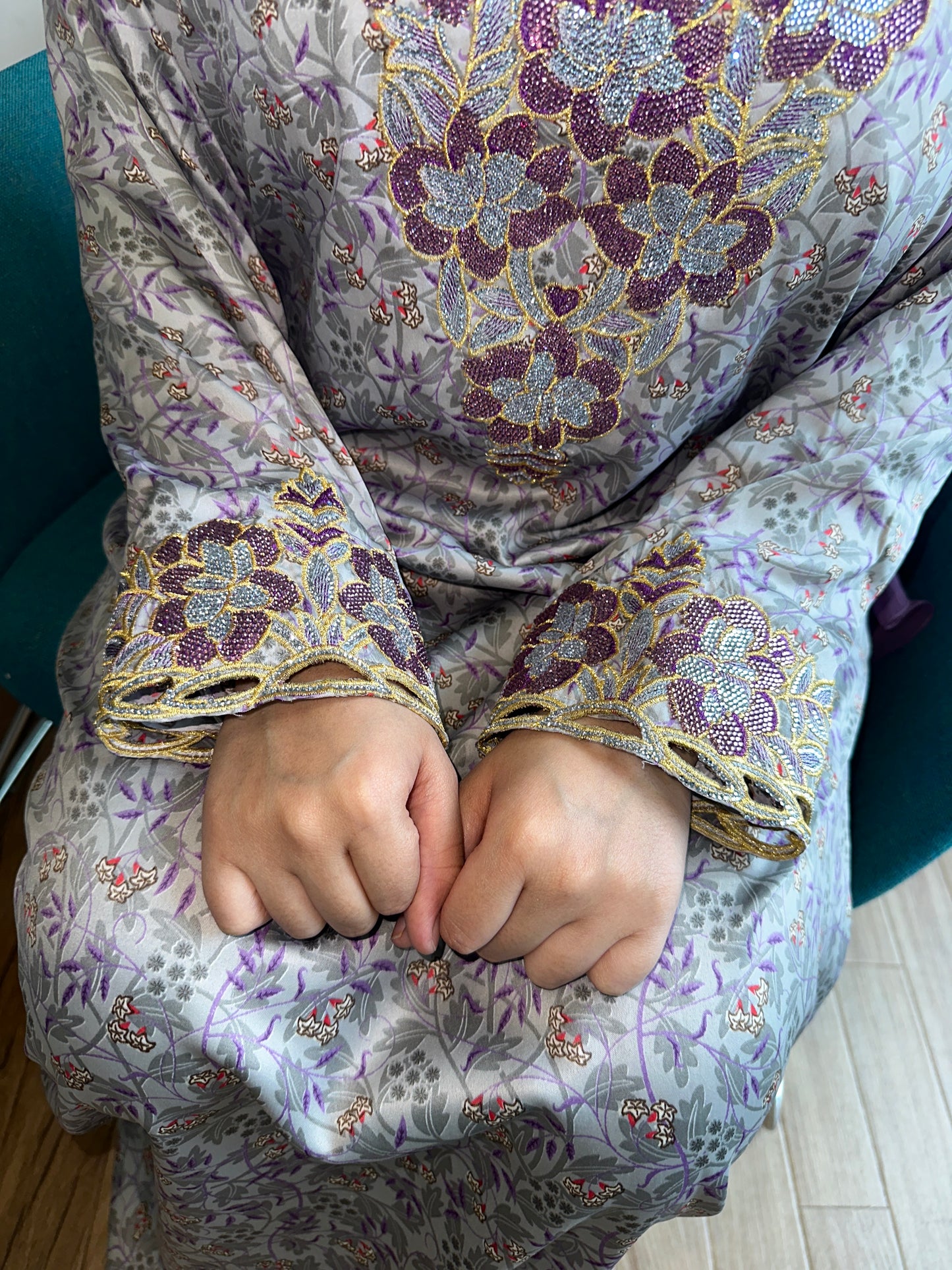 Grey with purple4 mkhawar with matching Shiela
