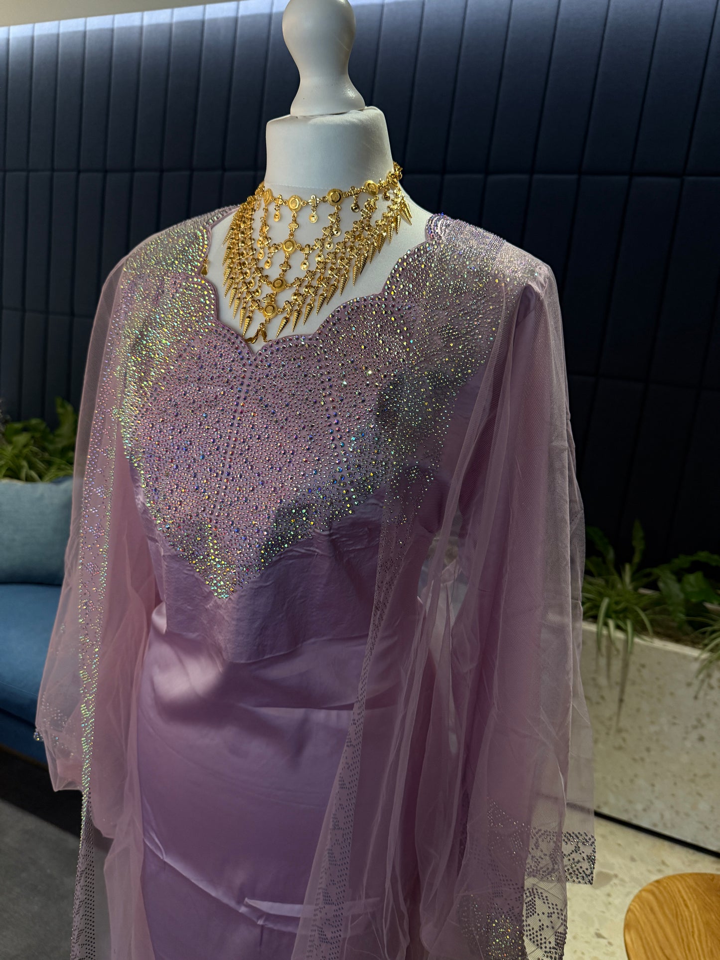 Light purple pure silk mukhawar with besht