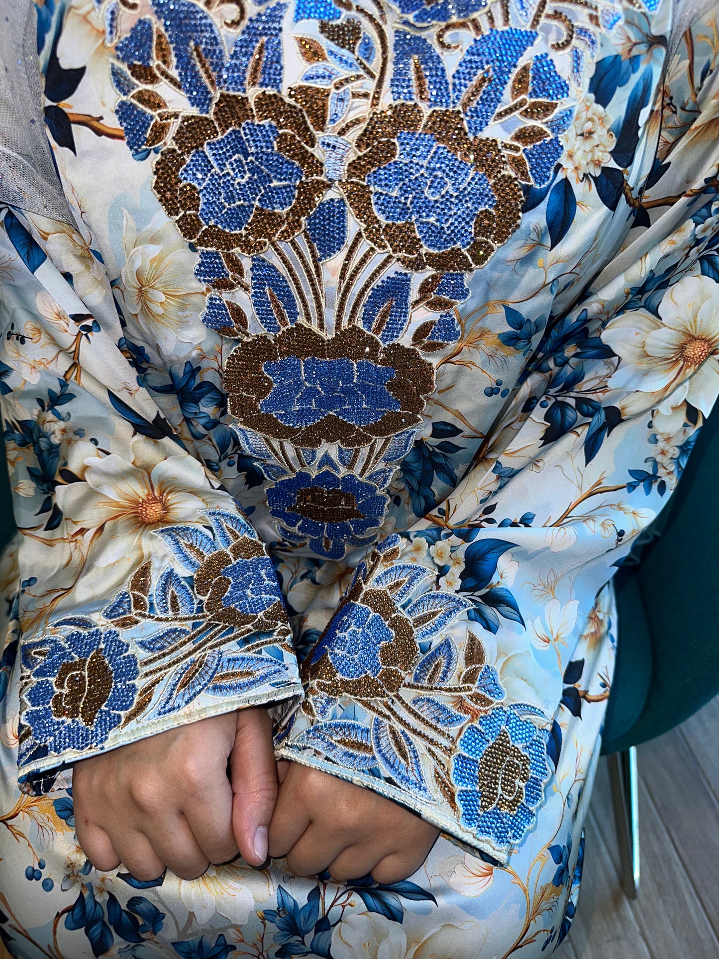 Blue pure silk mkhawar