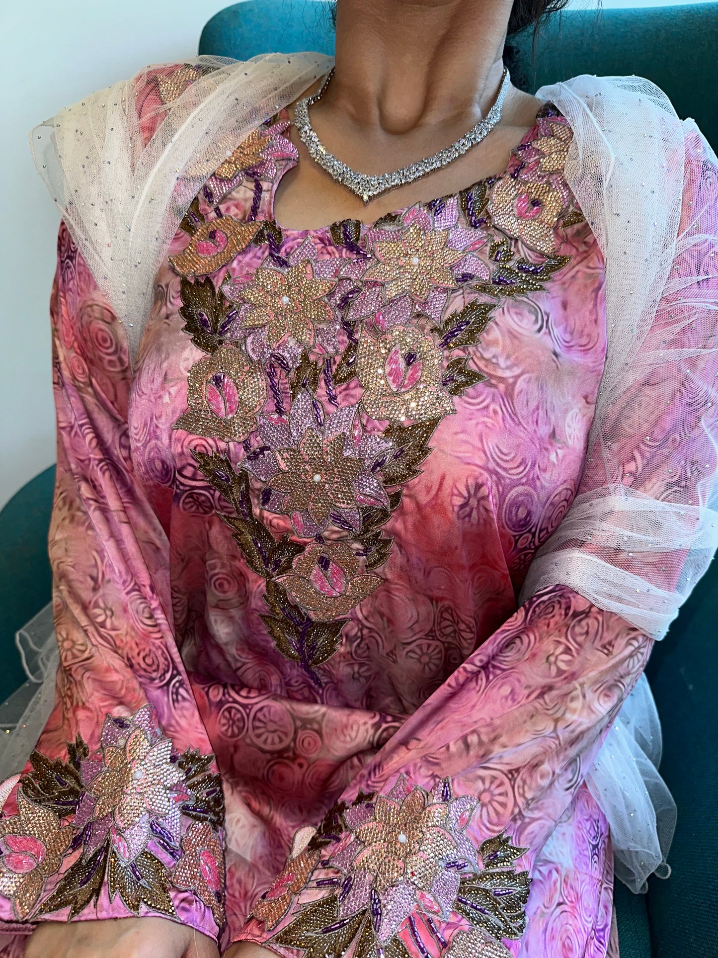 Pink2 pure silk mkhawar 3D