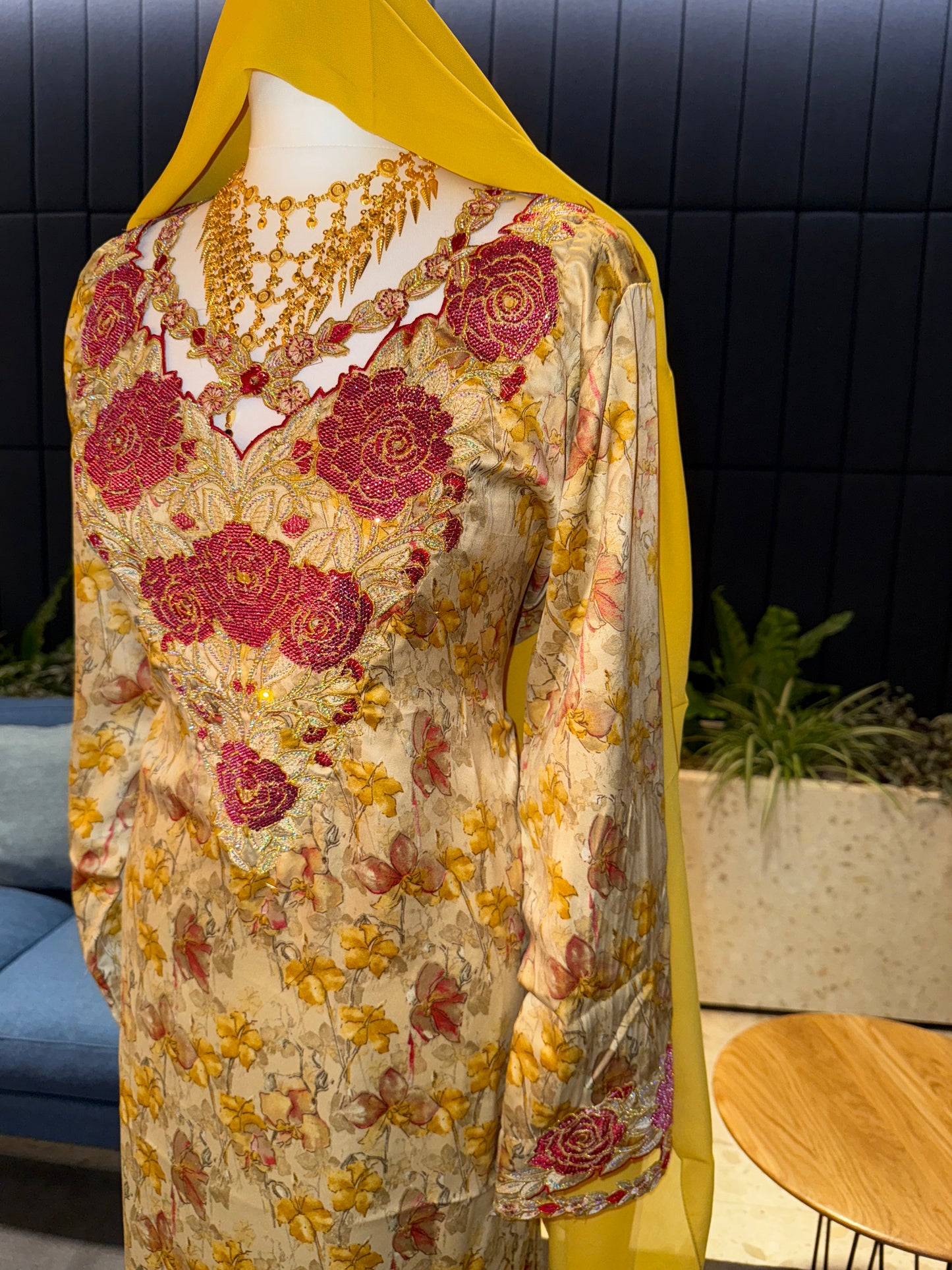 Mustard mkhawar with matching Shiela hijab