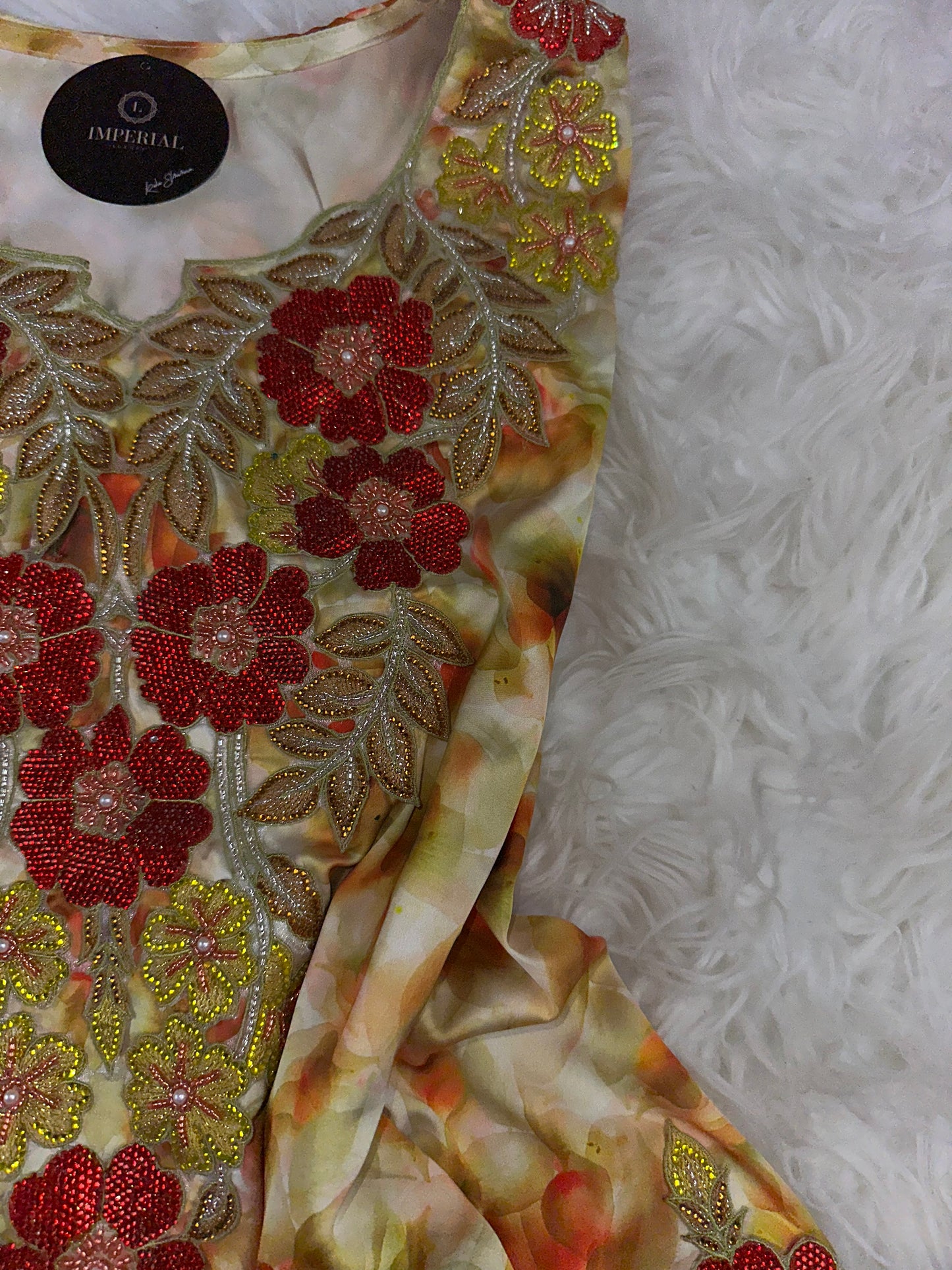 Red and orange 3D mukhawar pure silk and handmade work