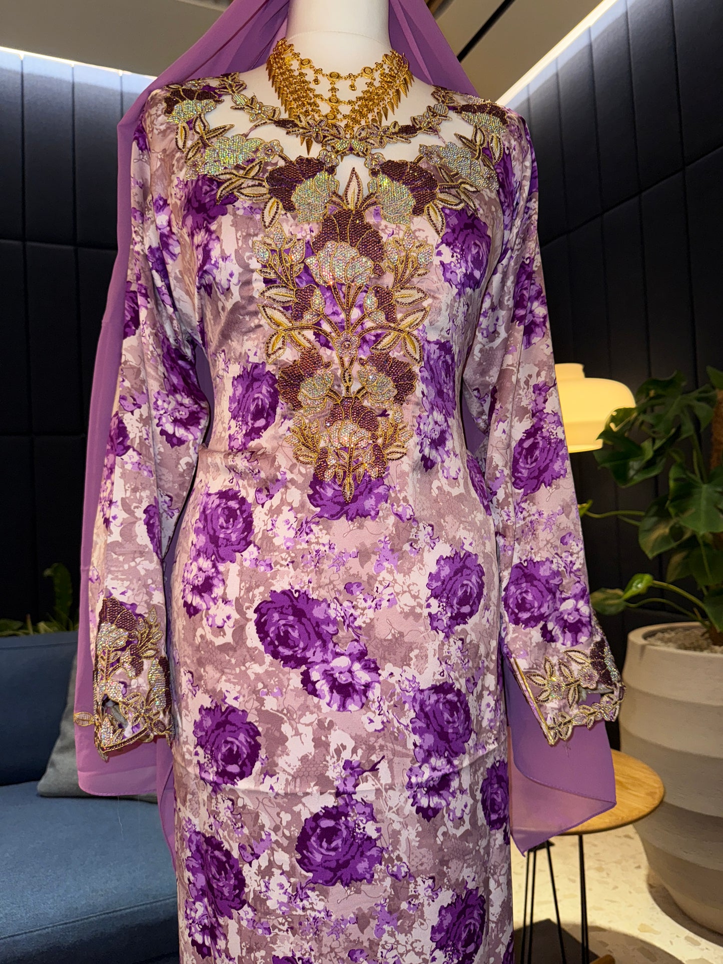 Purple mkhawar with matching Shiela hijab