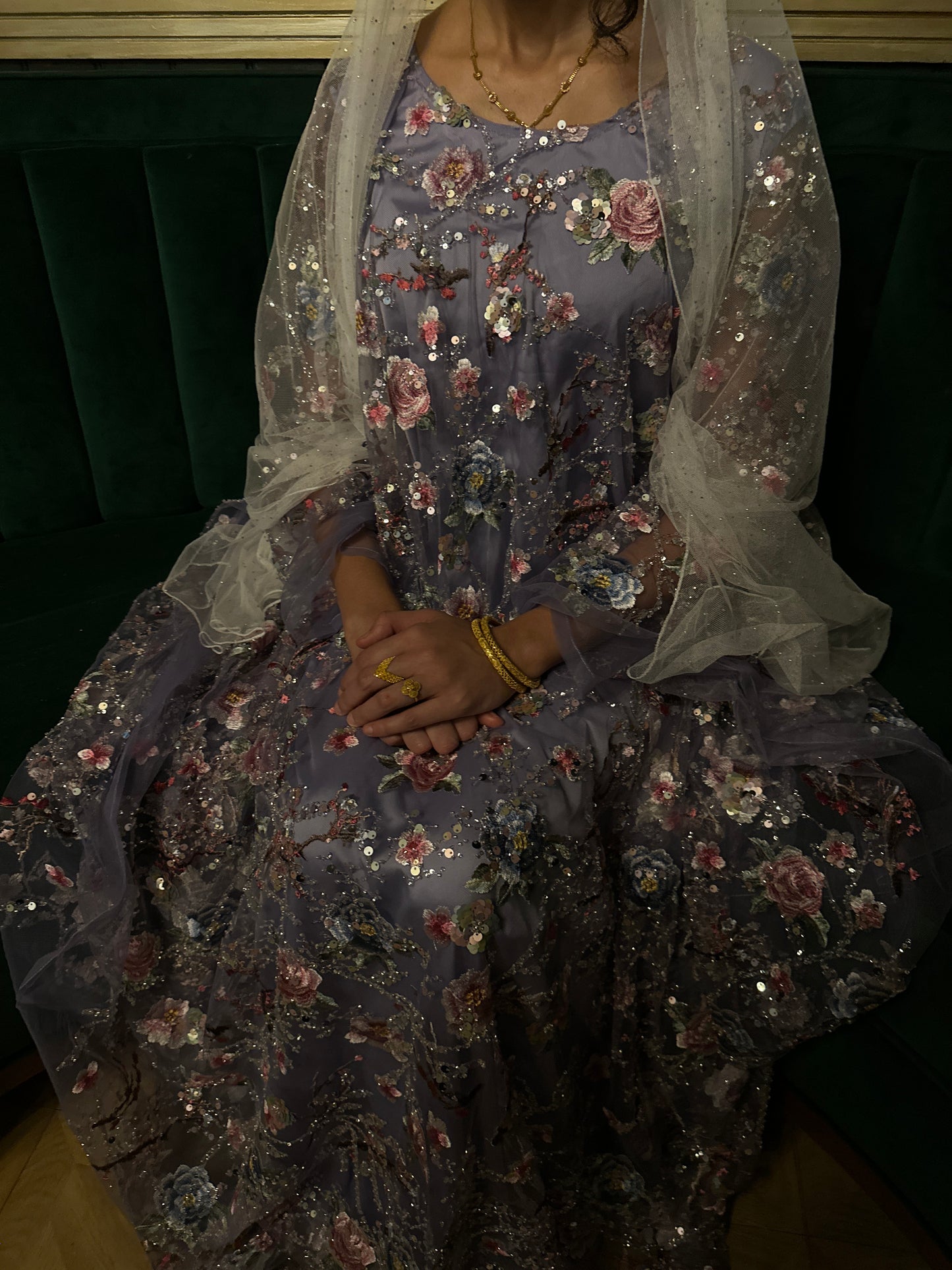 Purple dirac dress fully handmade work