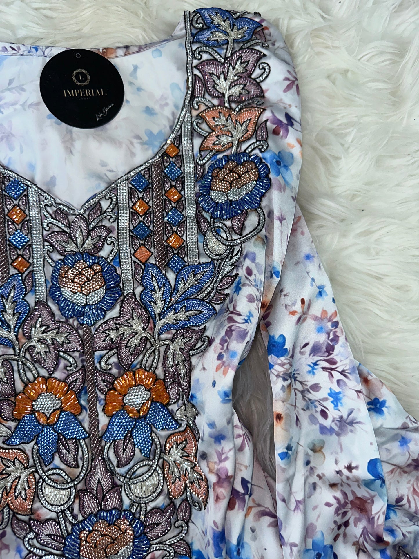 Blue mukhawar with handmade work pure silk and back corset