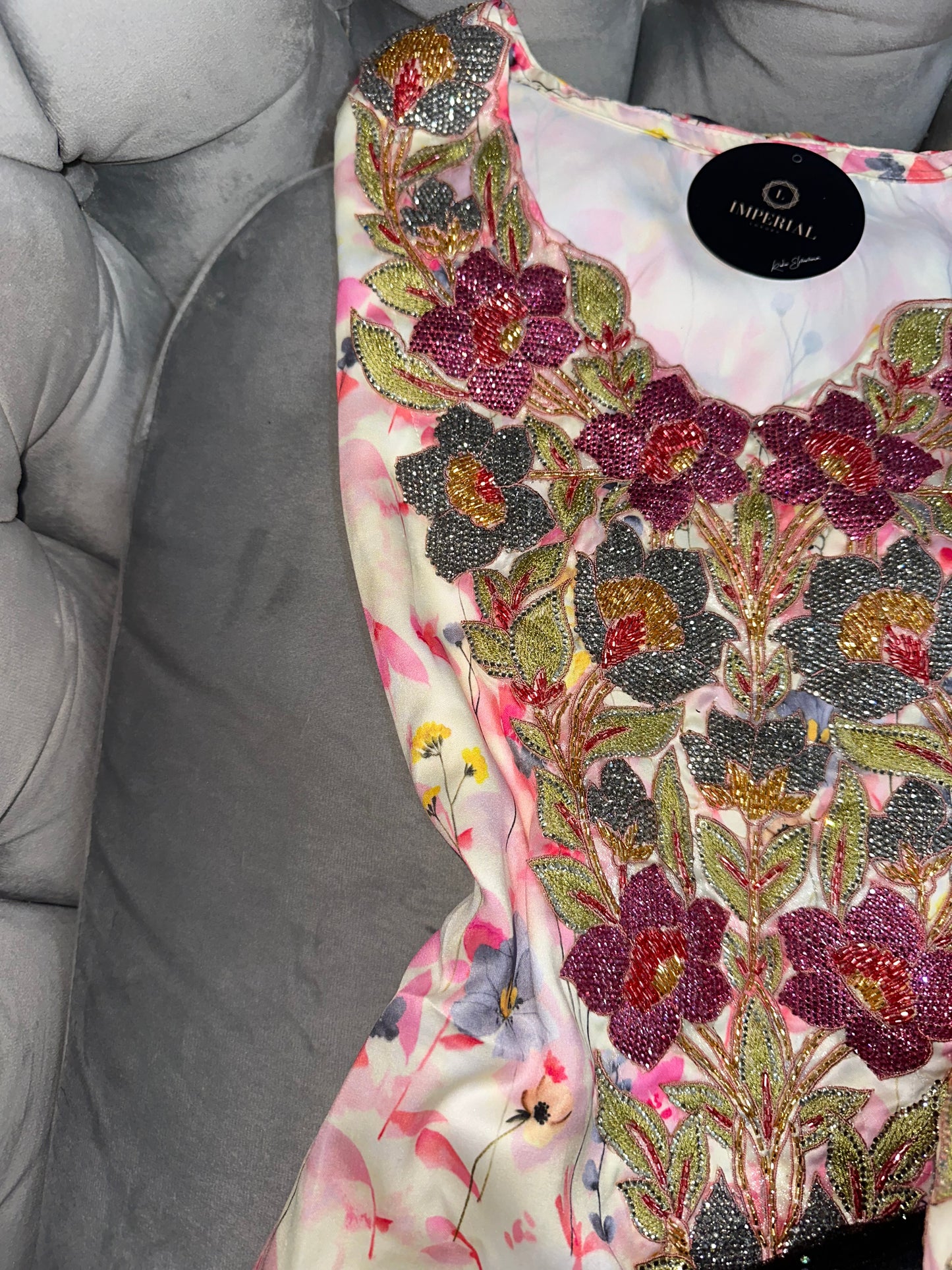 Pure silk mkhawar 3D and handmade work with corset