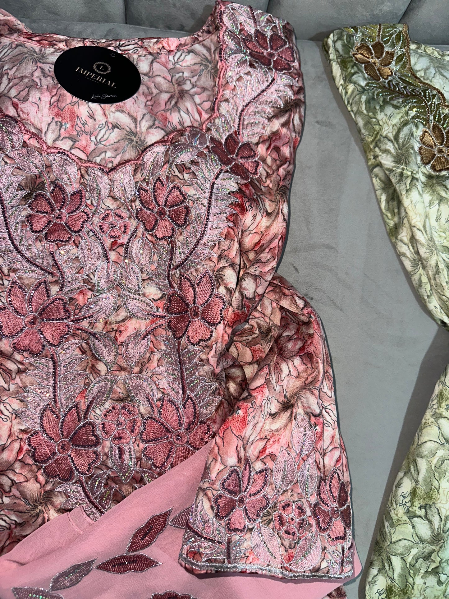 Green, blue, pink and purple mkhawars with matching Shiela