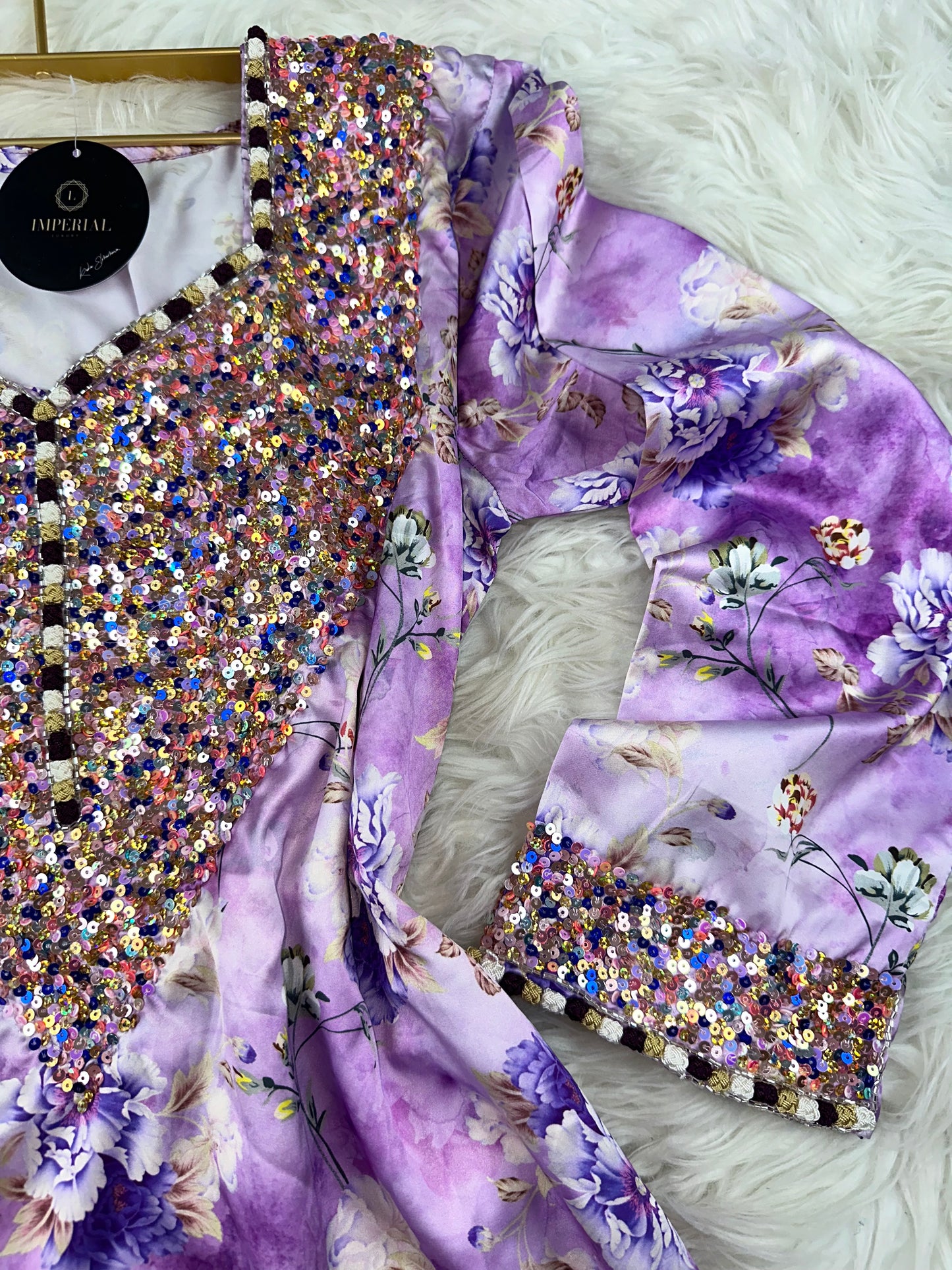 Purple mukhawar with handwork pure silk and back corset