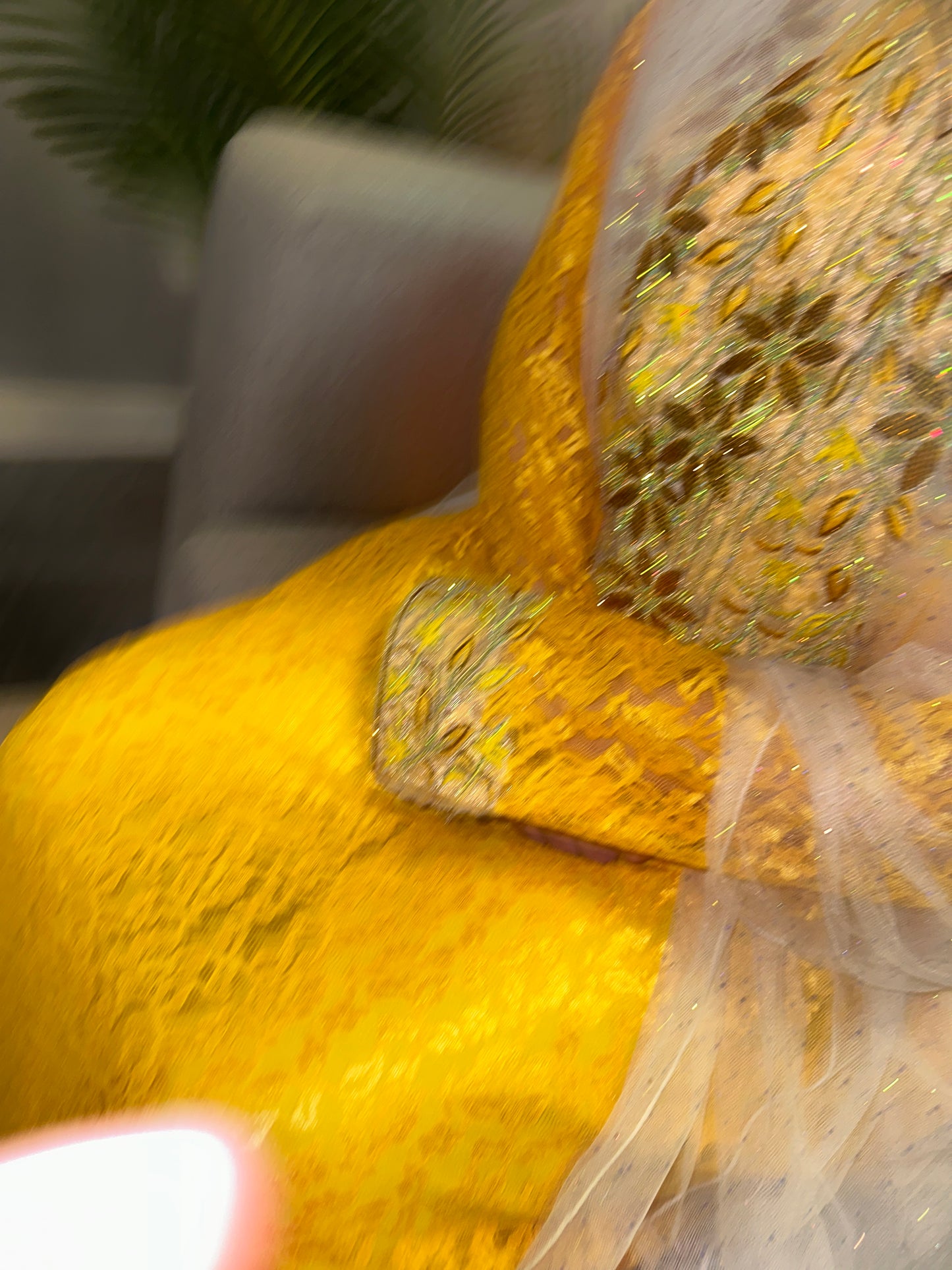 Yellow Lace mkhawar with inner