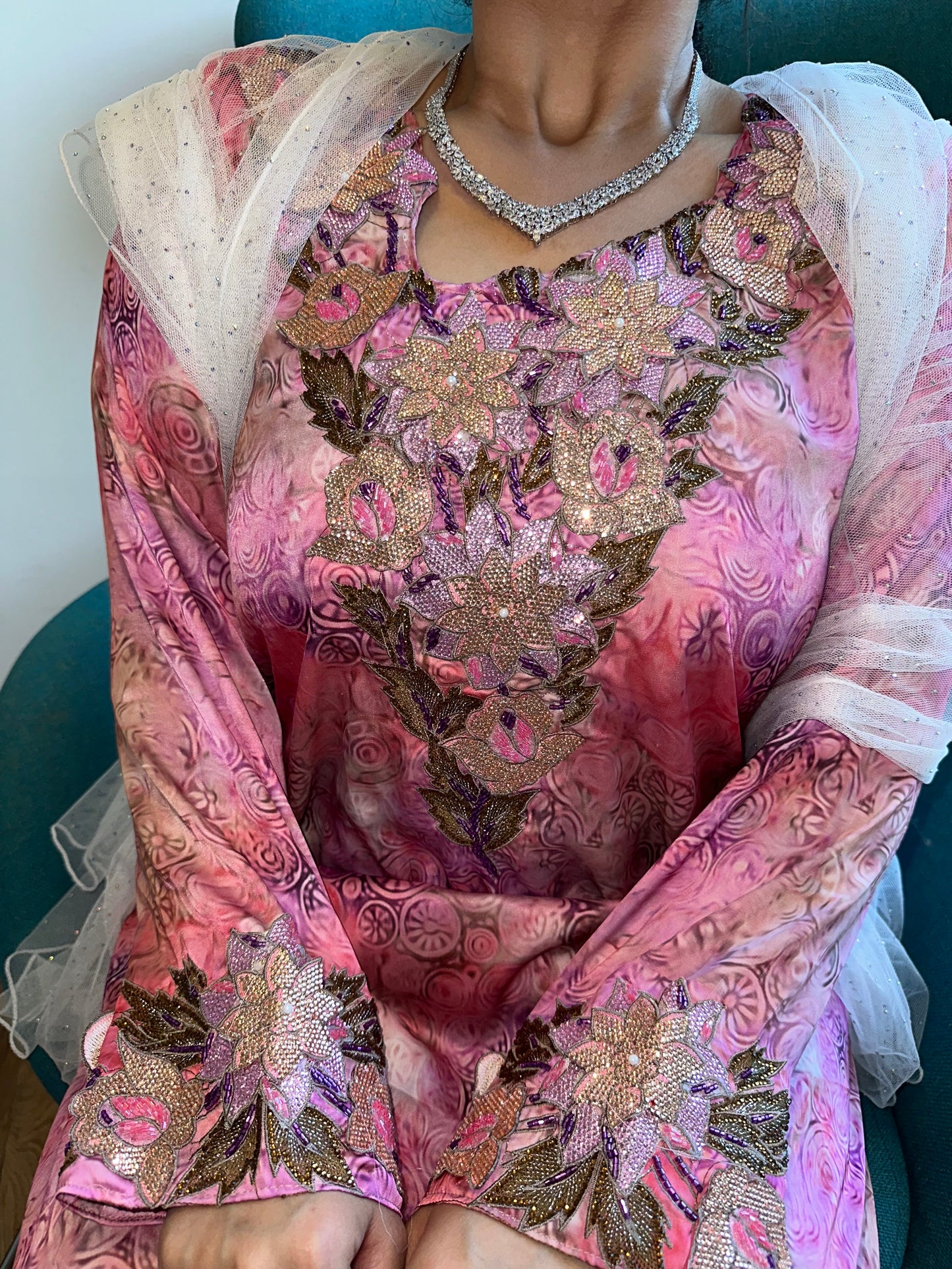 Pink2 pure silk mkhawar 3D