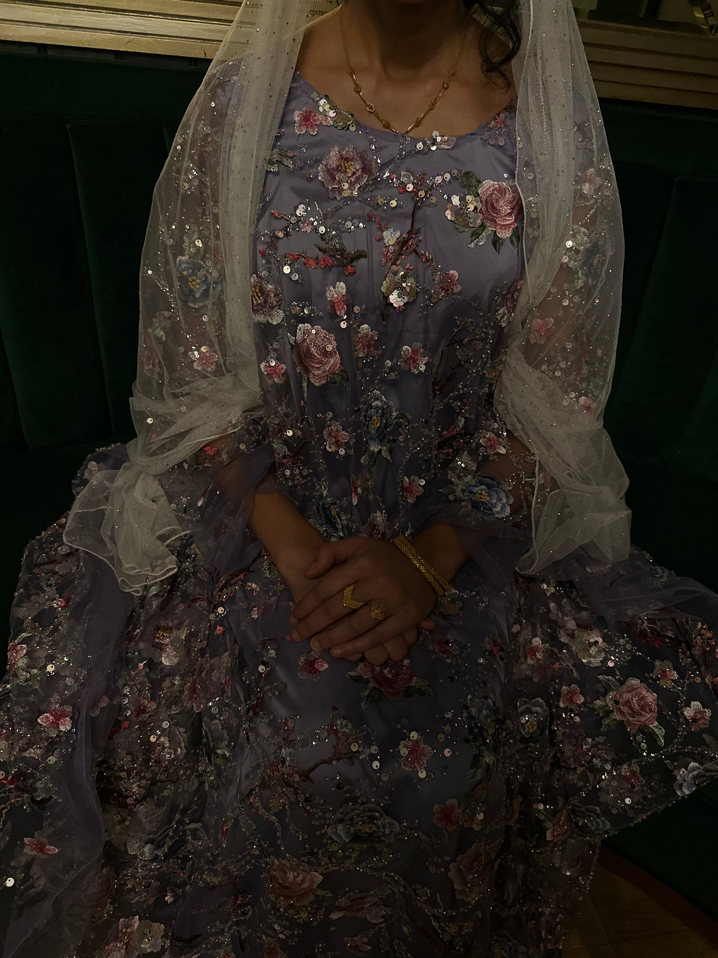 Purple dirac dress fully handmade work