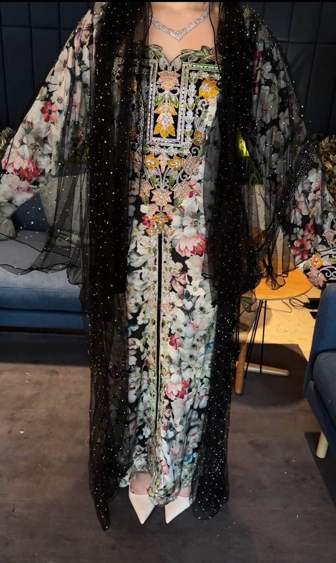 Black chiffon abaya