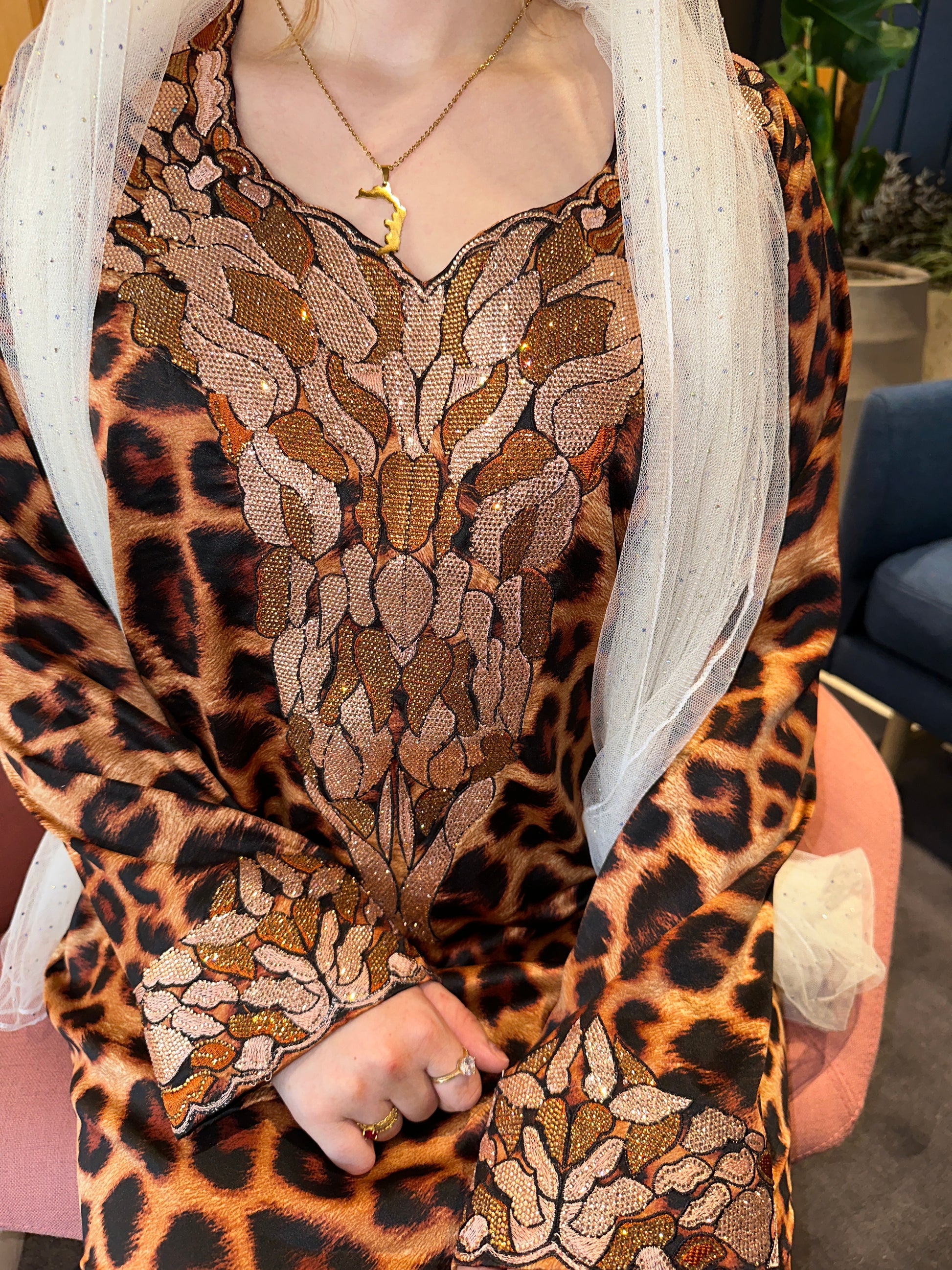 Leopard ๐ 3 mkhawar with corset back