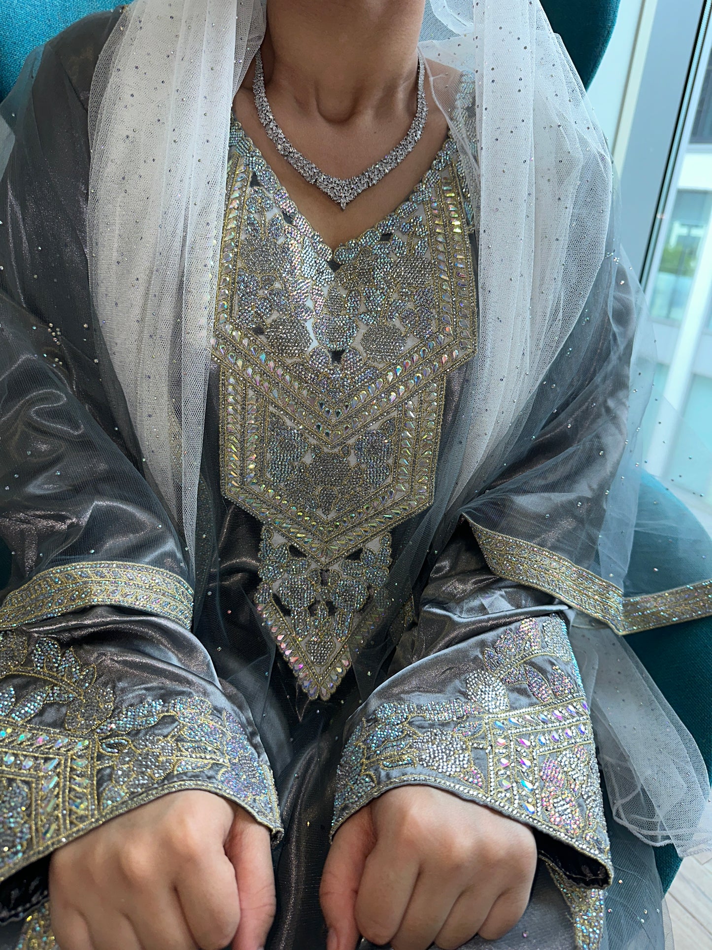 Grey Emirates Thobe two piece