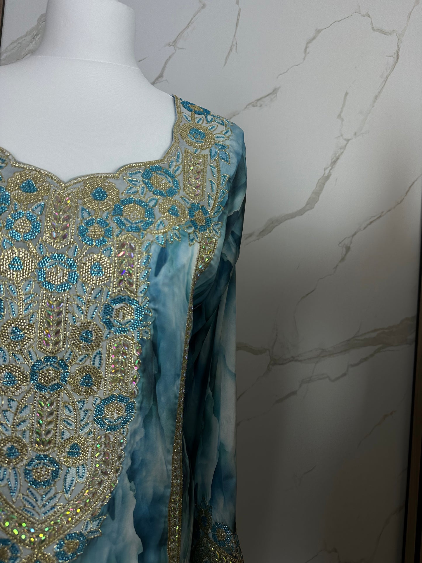 Blue mkhawar pure silk