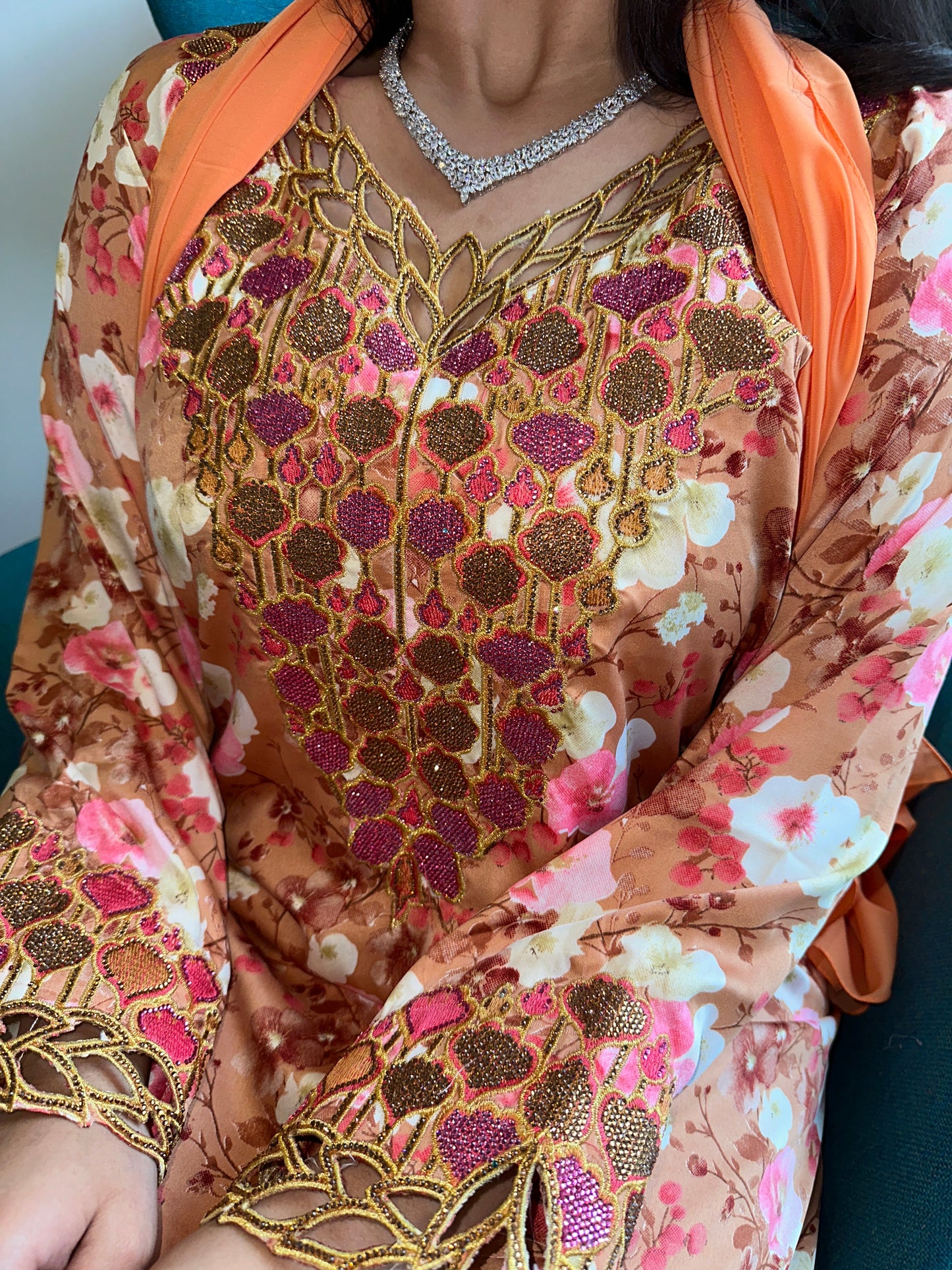 Orange mkhawar with matching Shiela