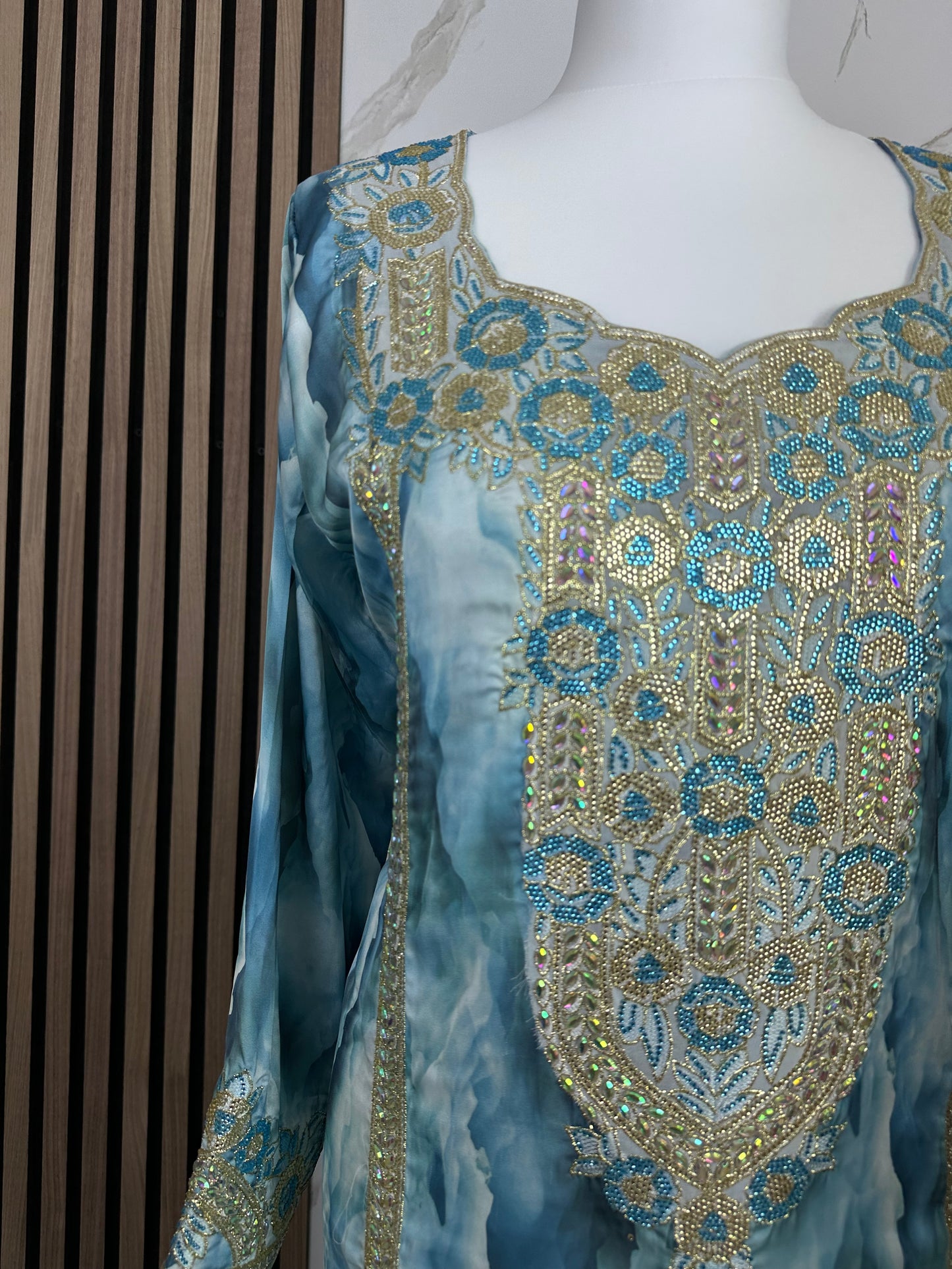 Blue mkhawar pure silk