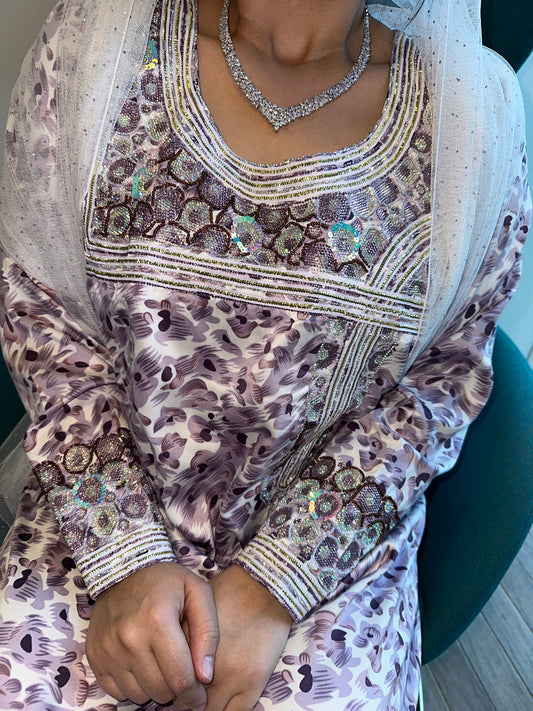 Arabic sleeves purple mkhawar