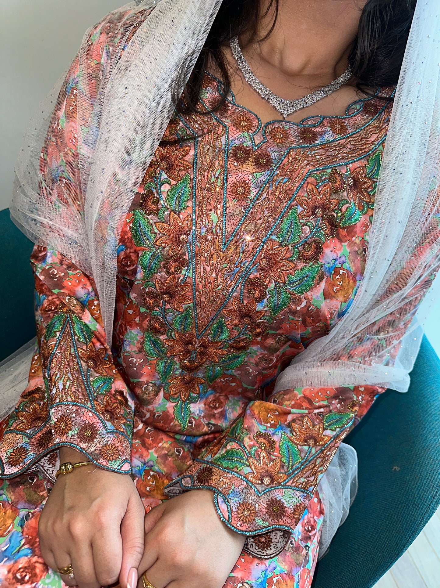 Brown mkhawar pure silk