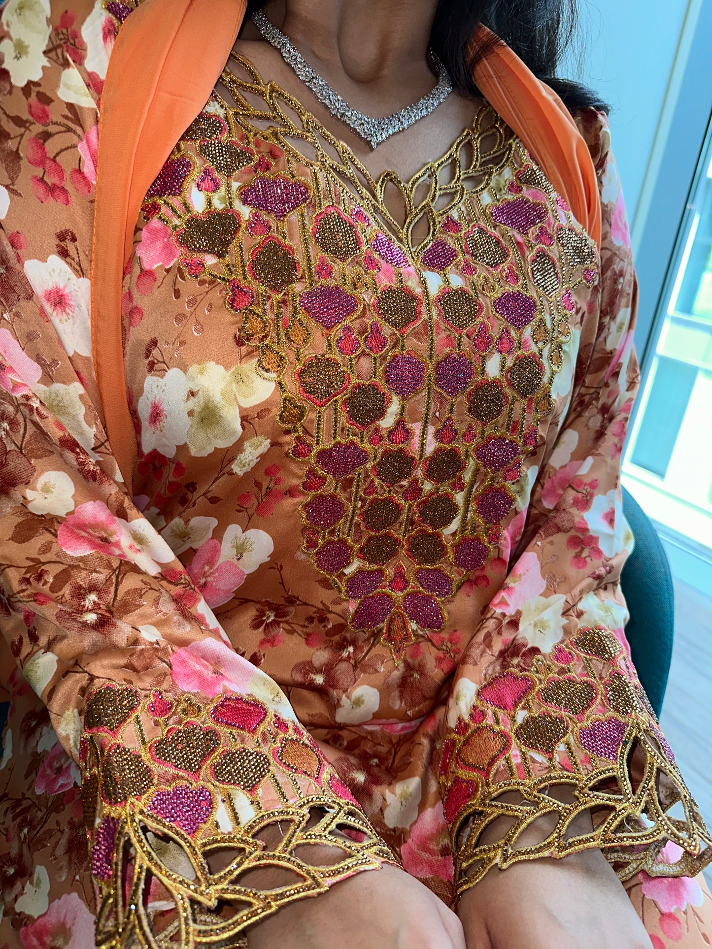 Orange mkhawar with matching Shiela