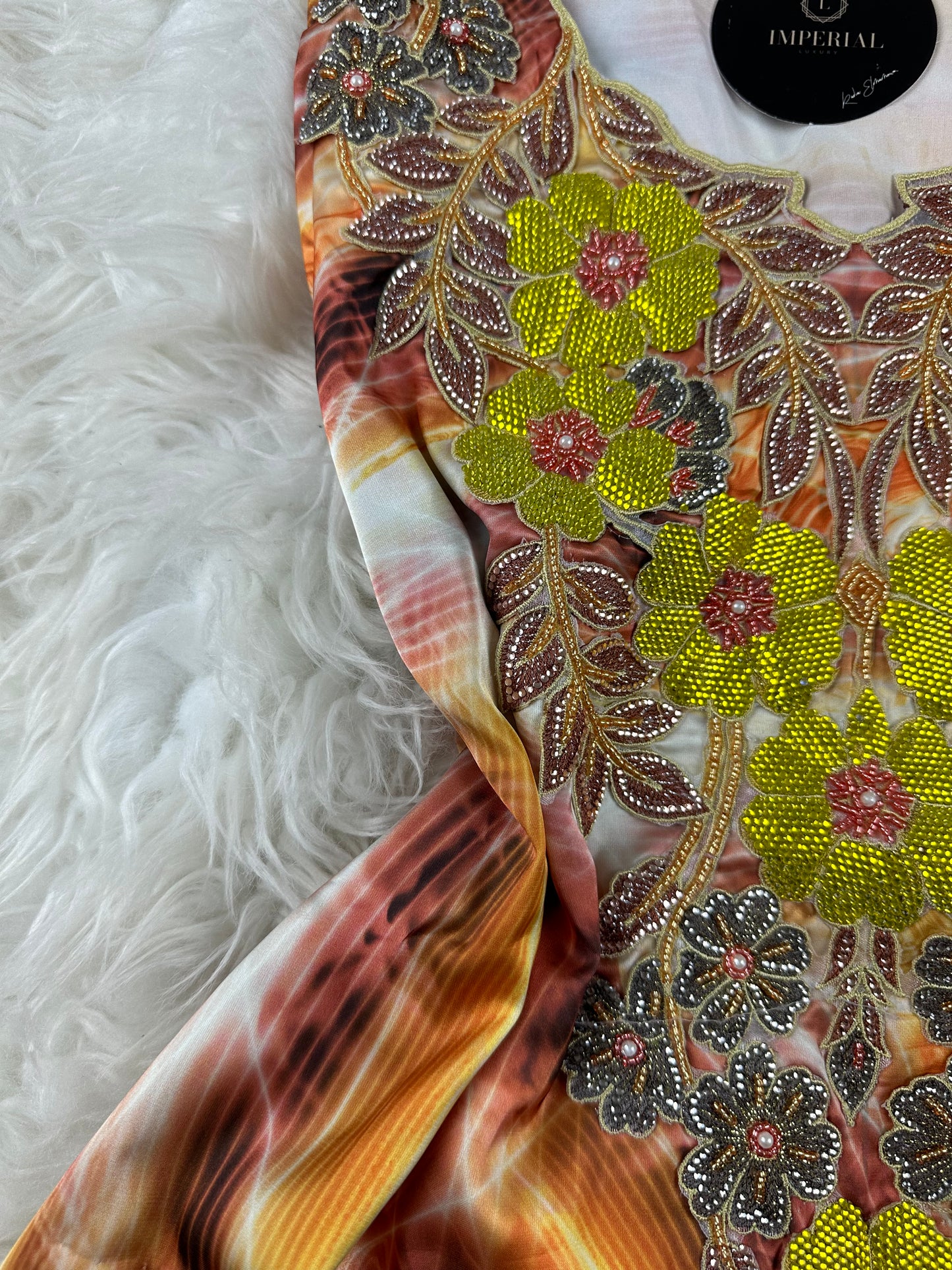 Orange 3D mukhawar pure silk