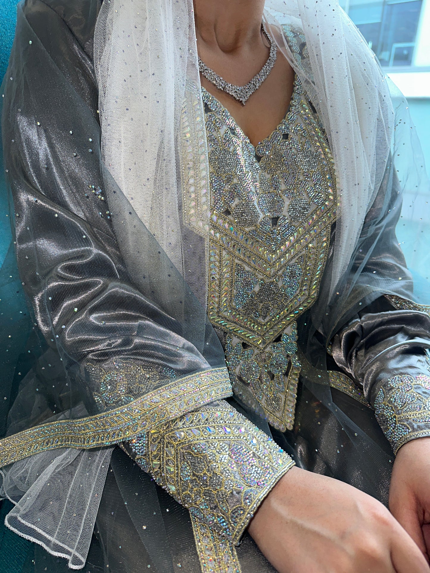 Grey Emirates Thobe two piece