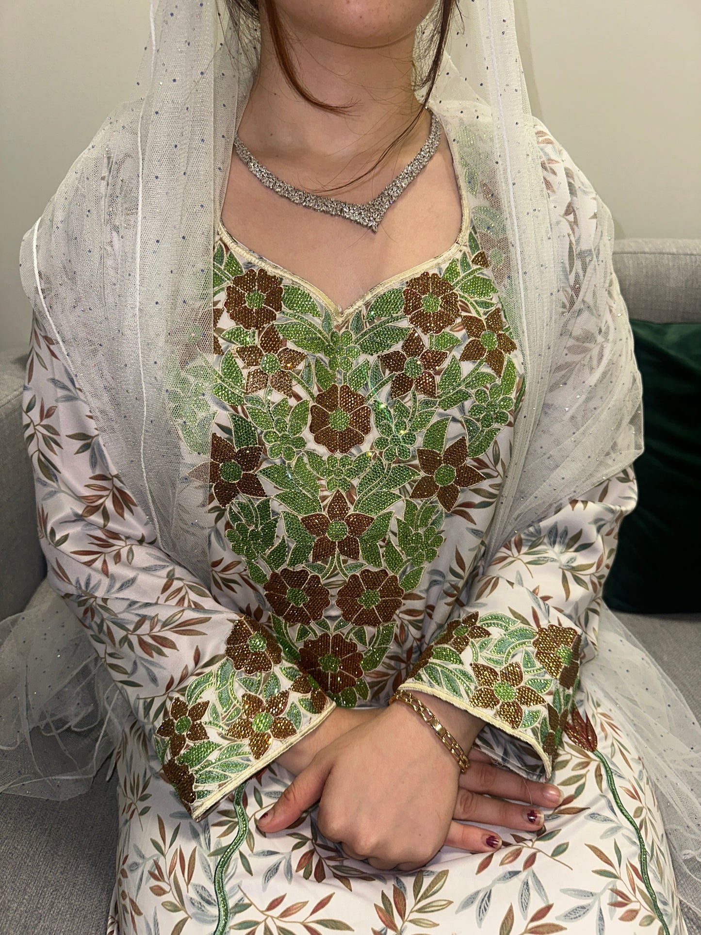 Green Indonesian silk mkhawar