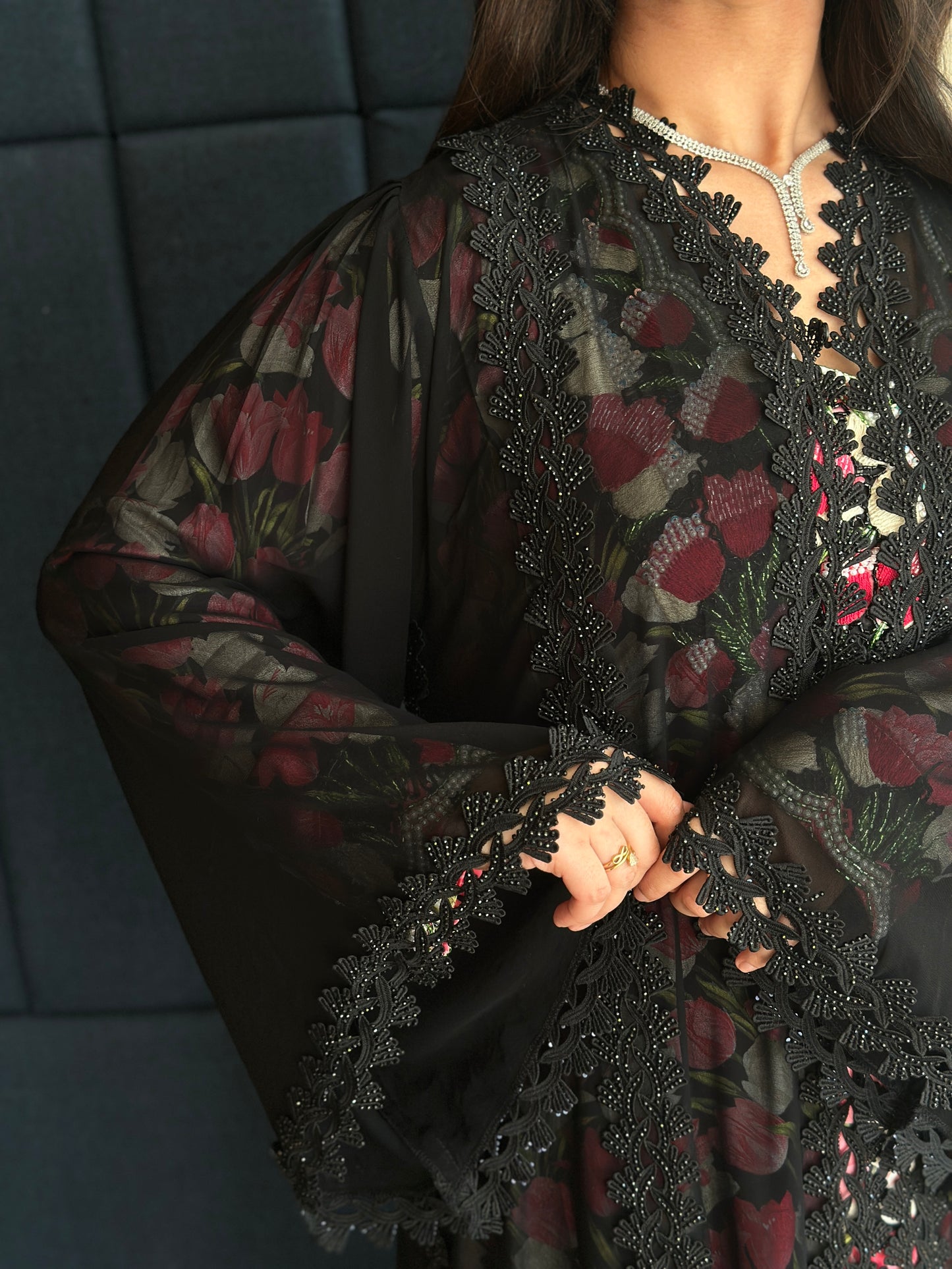 Double chiffon abaya and hijab