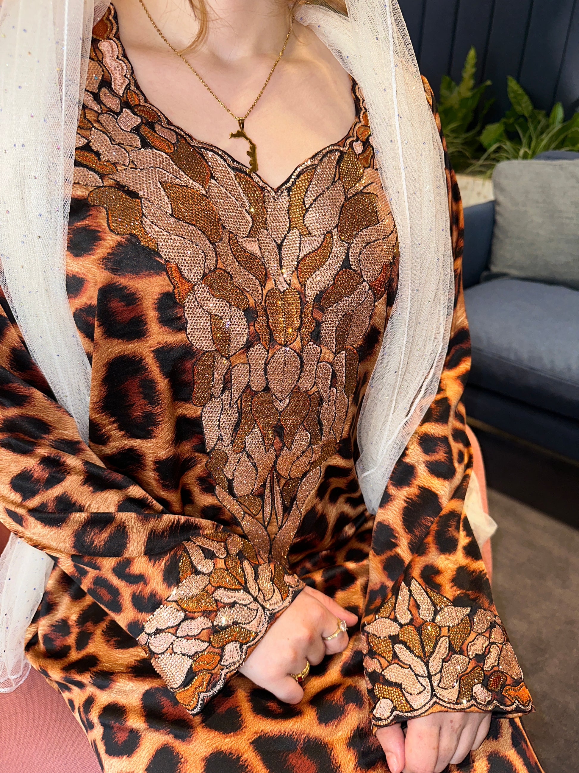 Leopard ๐ 3 mkhawar with corset back