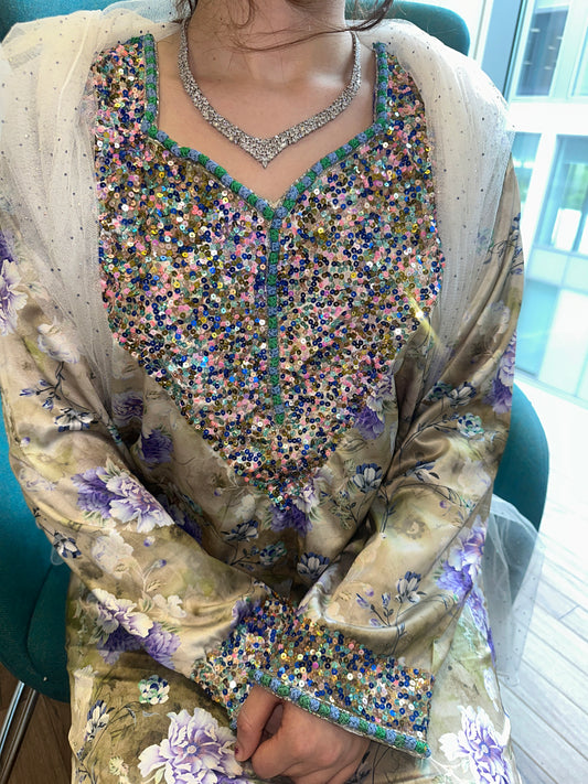 Green sequin mkhawar