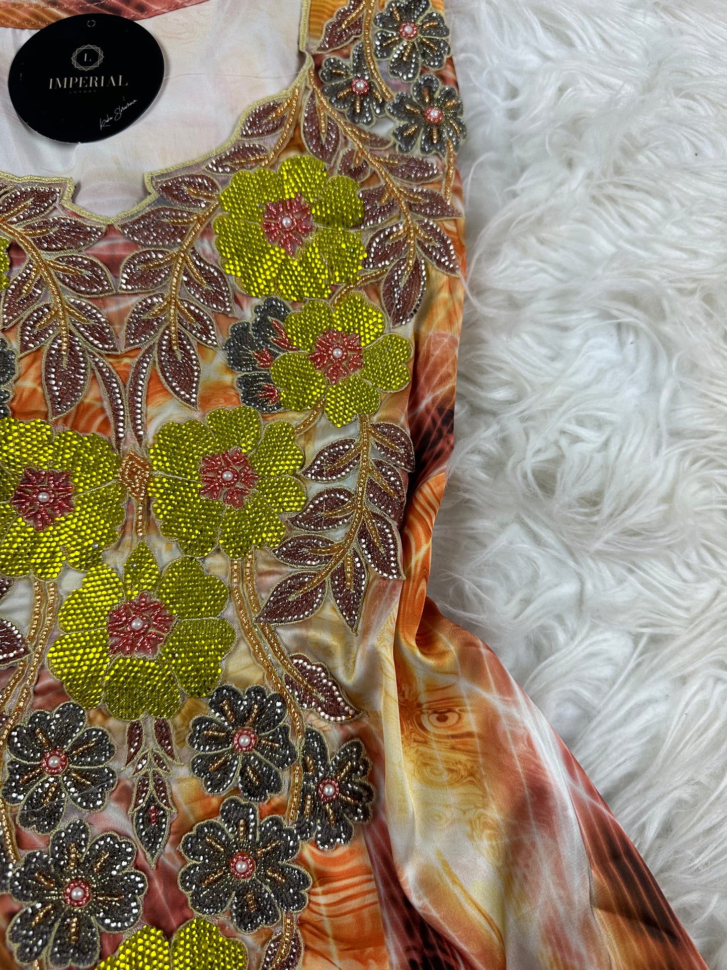 Orange 3D mukhawar pure silk