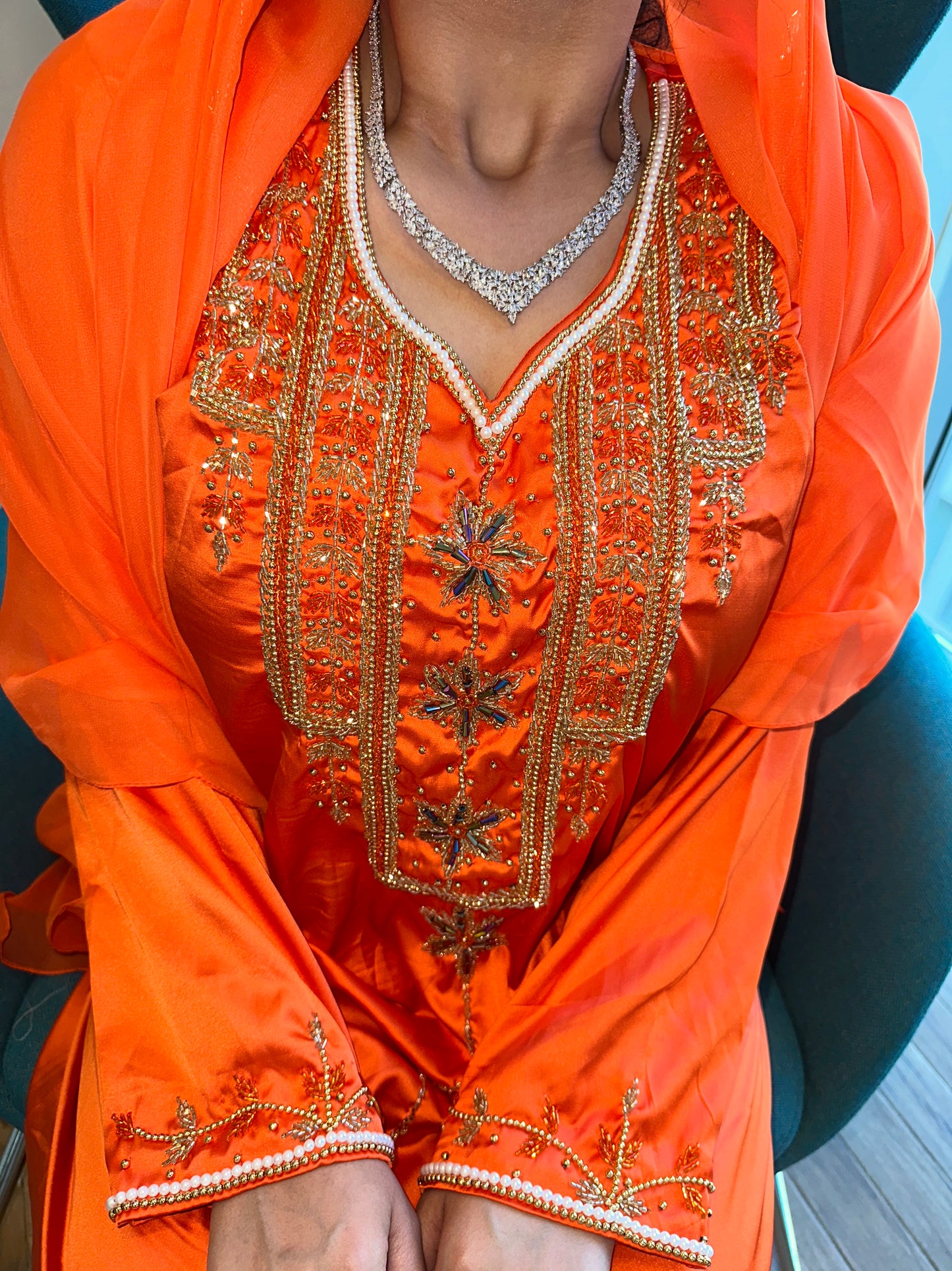 Orange mkhawar with matching Shiela