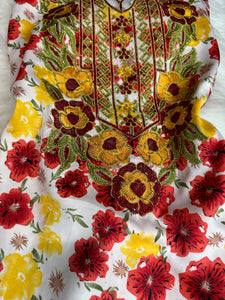 Red and white floral Mukhawar