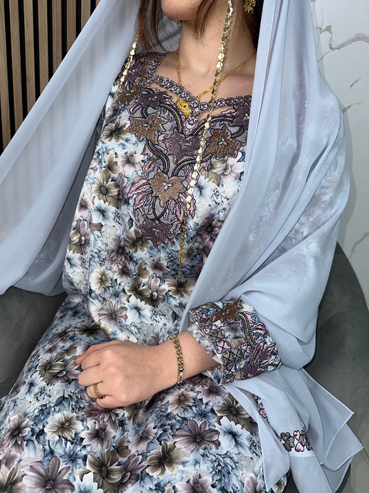Grey3 mkhawar with matching Shiela and back corset