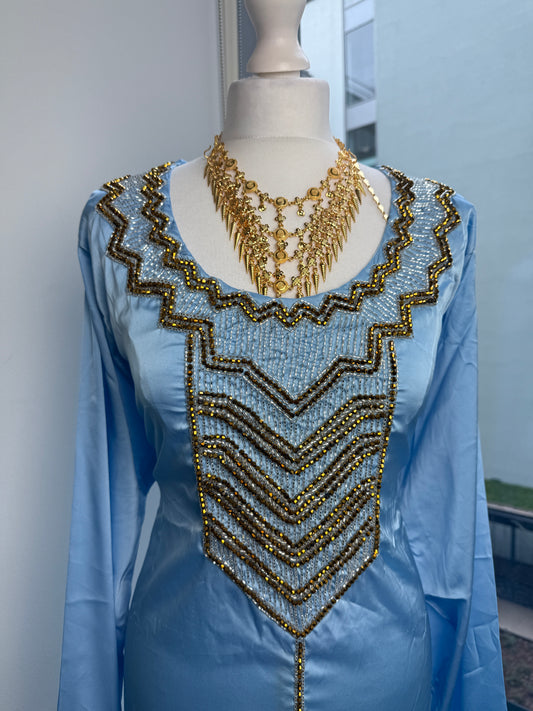 Blue and gold silk Mukhawar