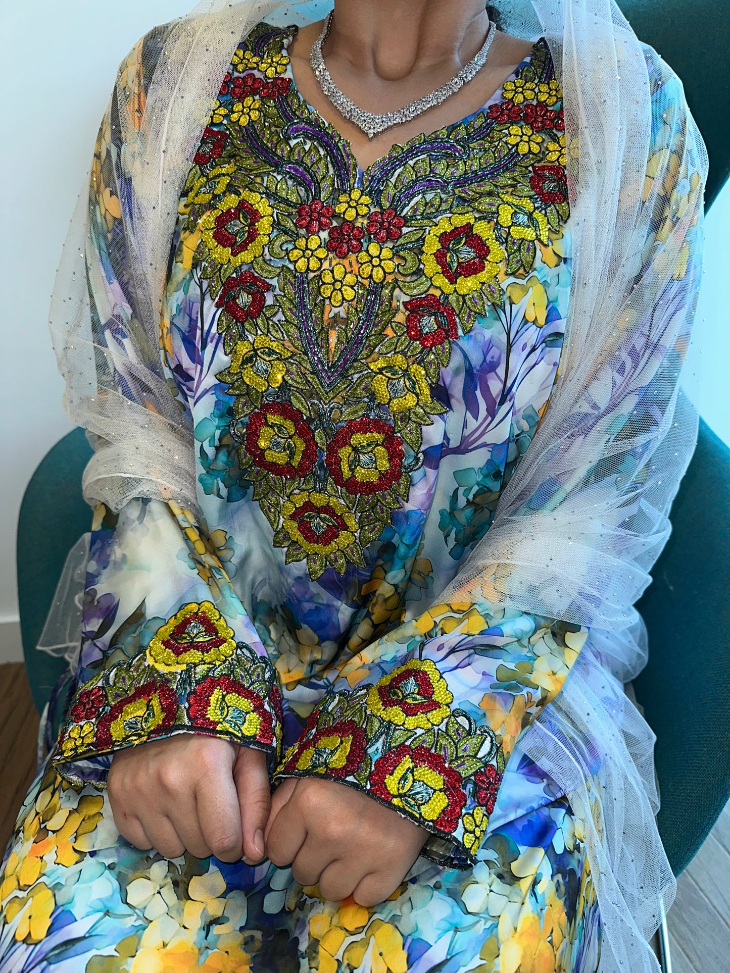 Purple and green pure silk mkhawar
