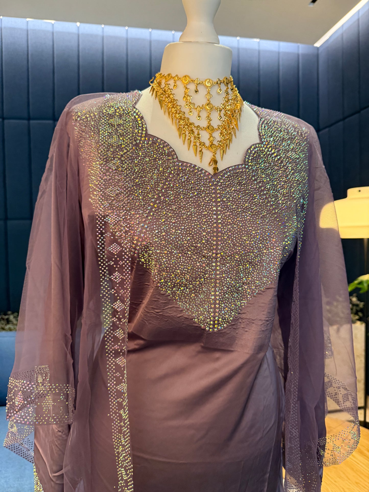 Dark purple pure silk mukhawar with besht