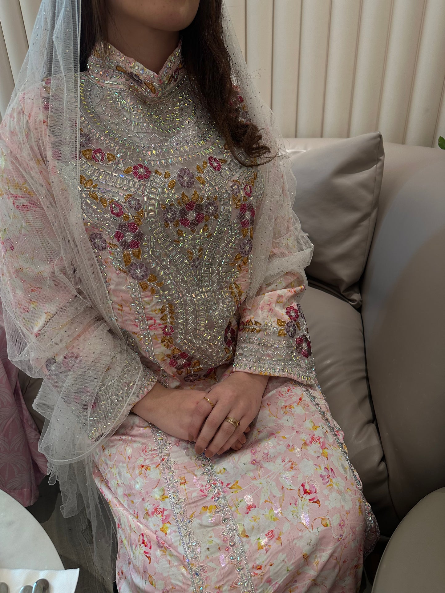 Pure silk high neck mkhawar with corse and salasel