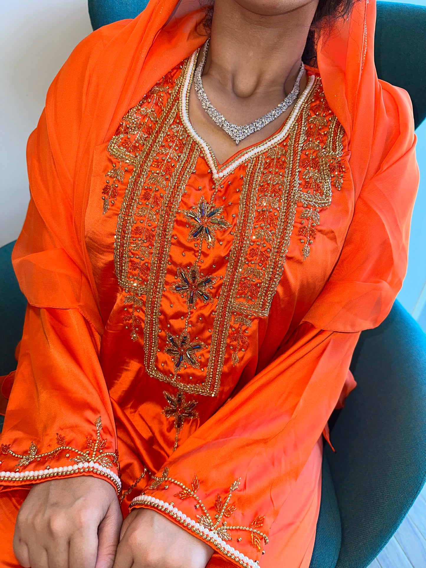 Orange mkhawar with matching Shiela