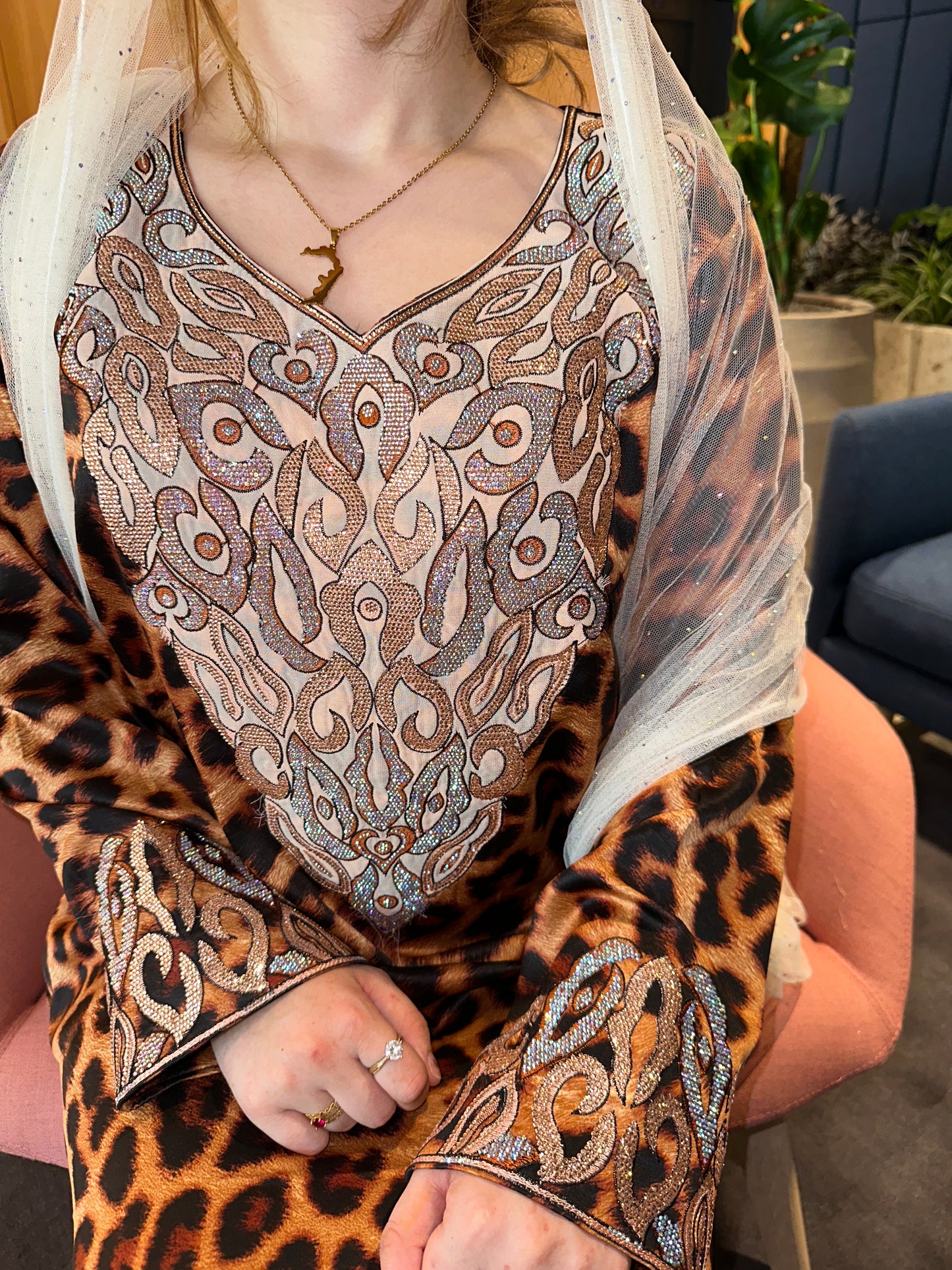 Orange and black leopard with back corset